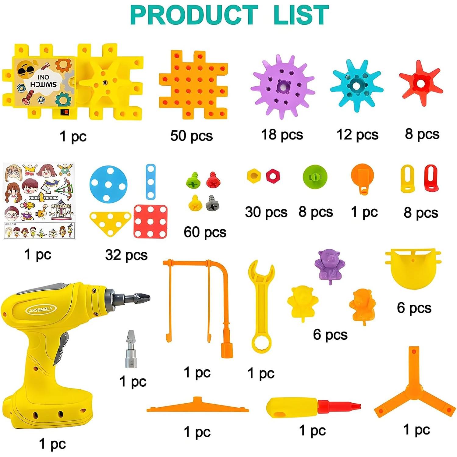 Juguete de Construcción STEM IIROMECI 248 Piezas Engranajes