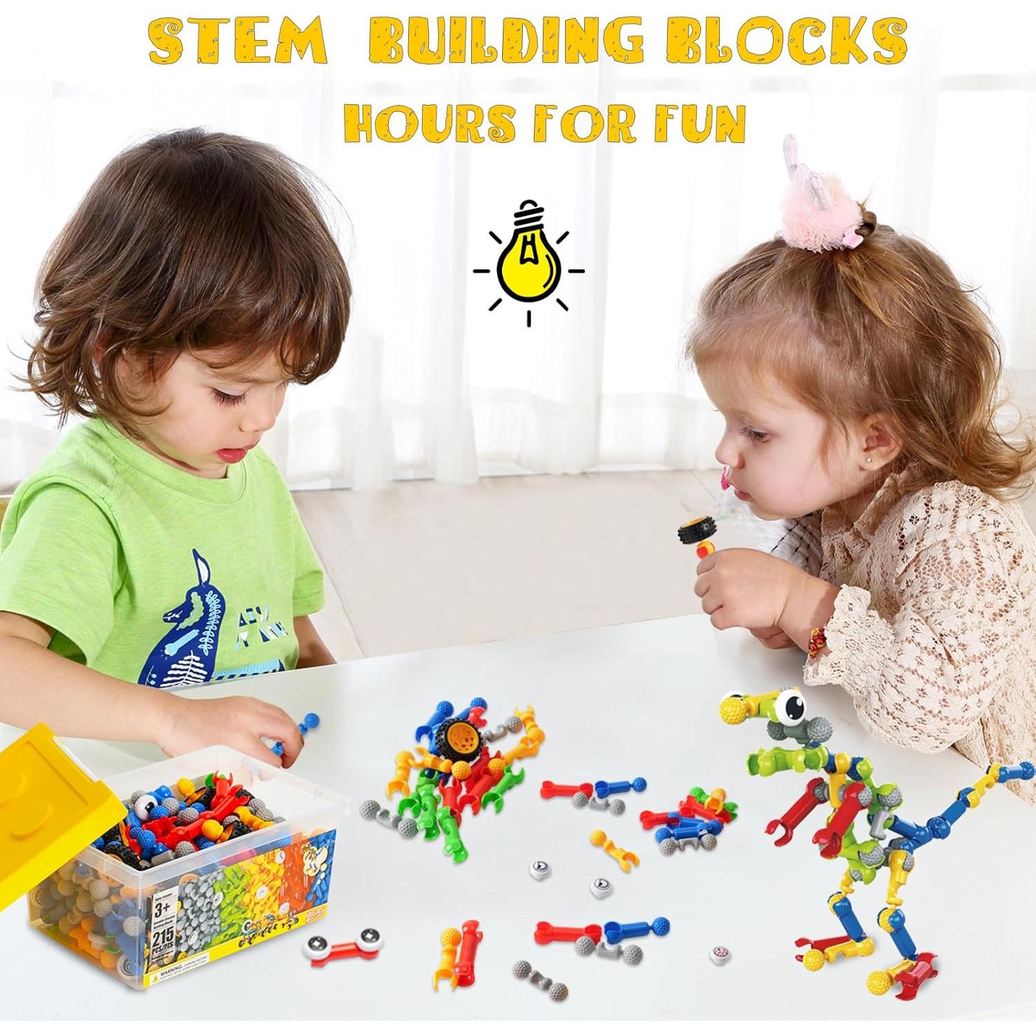 Set de 215 Piezas de Bloques de Construcción Afomida - Juguete Educativo para Niños de 3 a 7 Años
