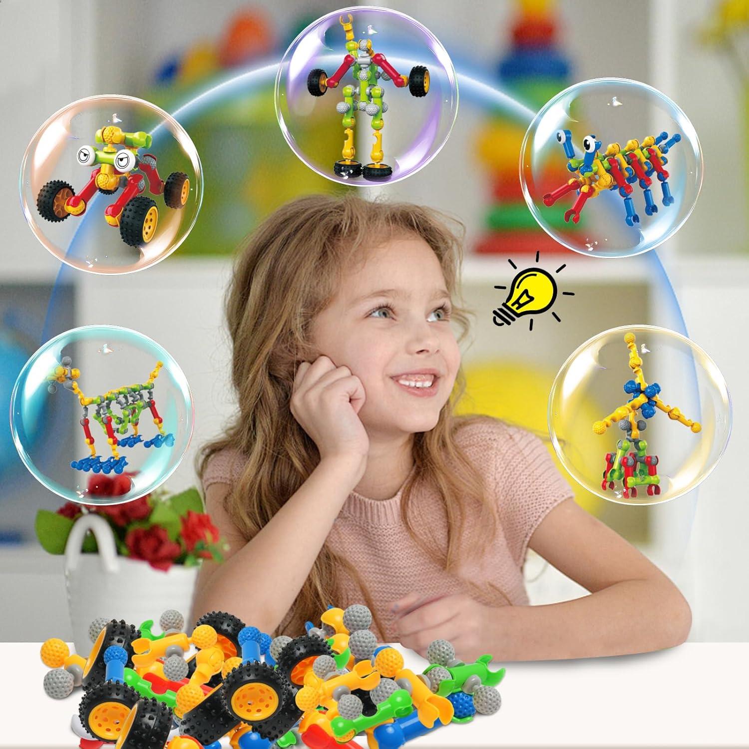 Set de 215 Piezas de Bloques de Construcción Afomida - Juguete Educativo para Niños de 3 a 7 Años