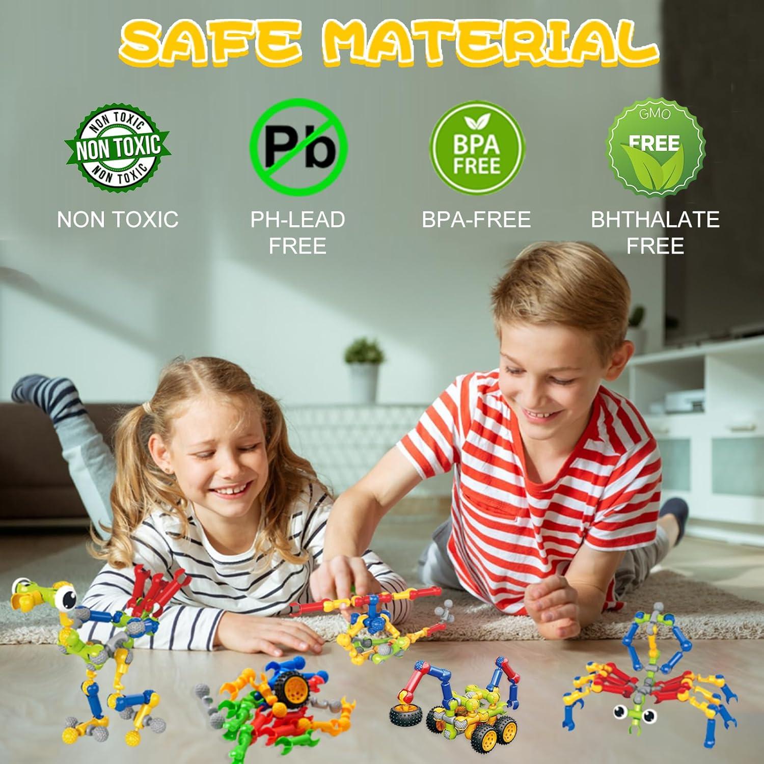 Set de 215 Piezas de Bloques de Construcción Afomida - Juguete Educativo para Niños de 3 a 7 Años