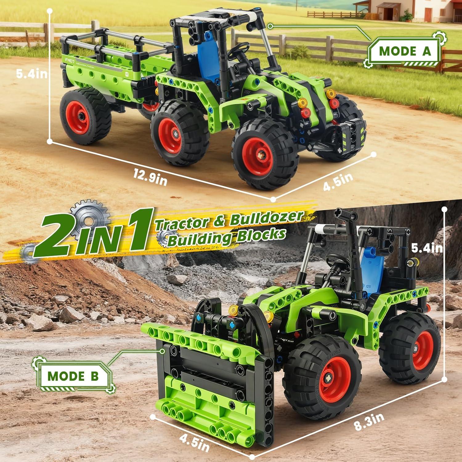 Juguete de Construcción STEM Jumlys 346 Pcs Tractor 2 en 1