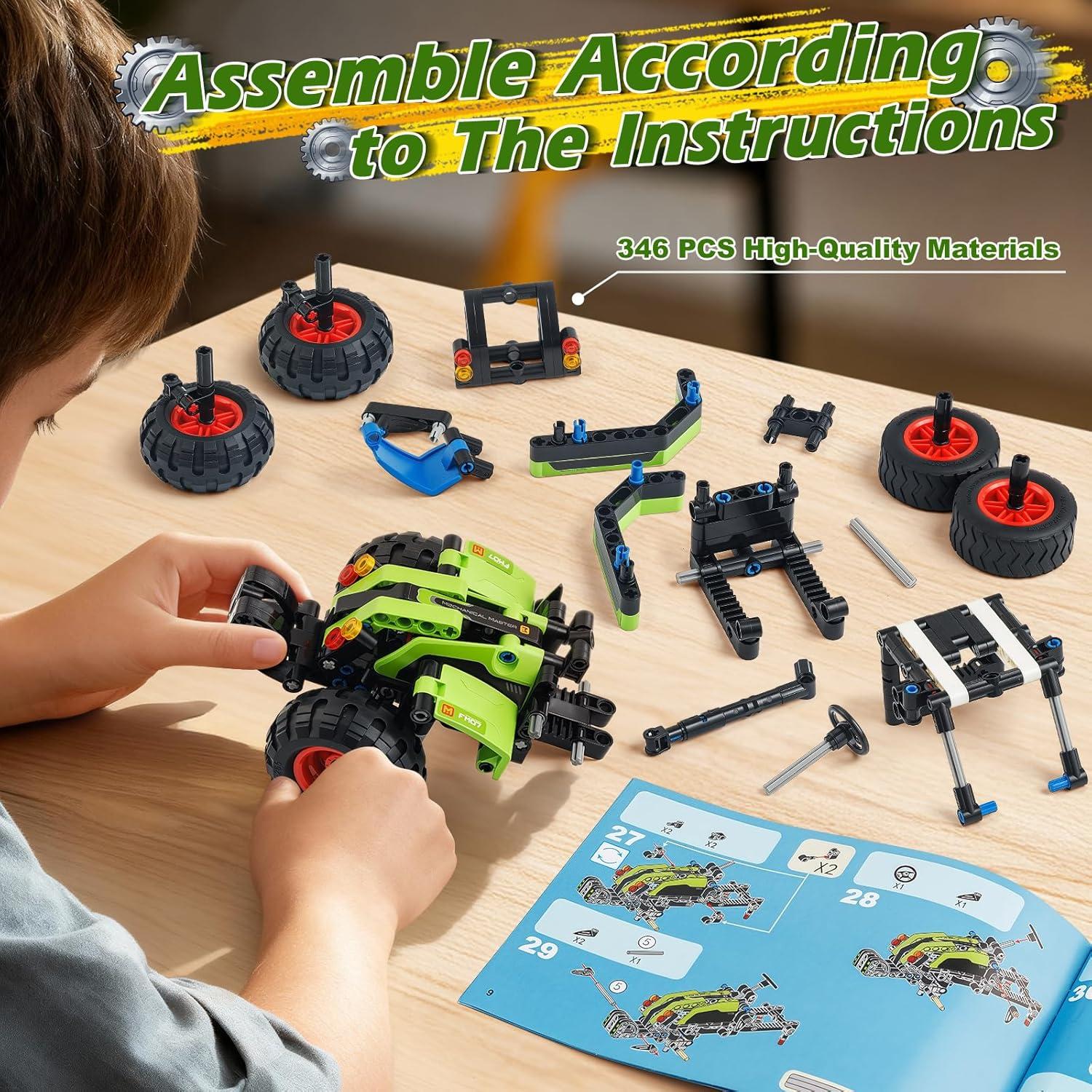 Juguete de Construcción STEM Jumlys 346 Pcs Tractor 2 en 1