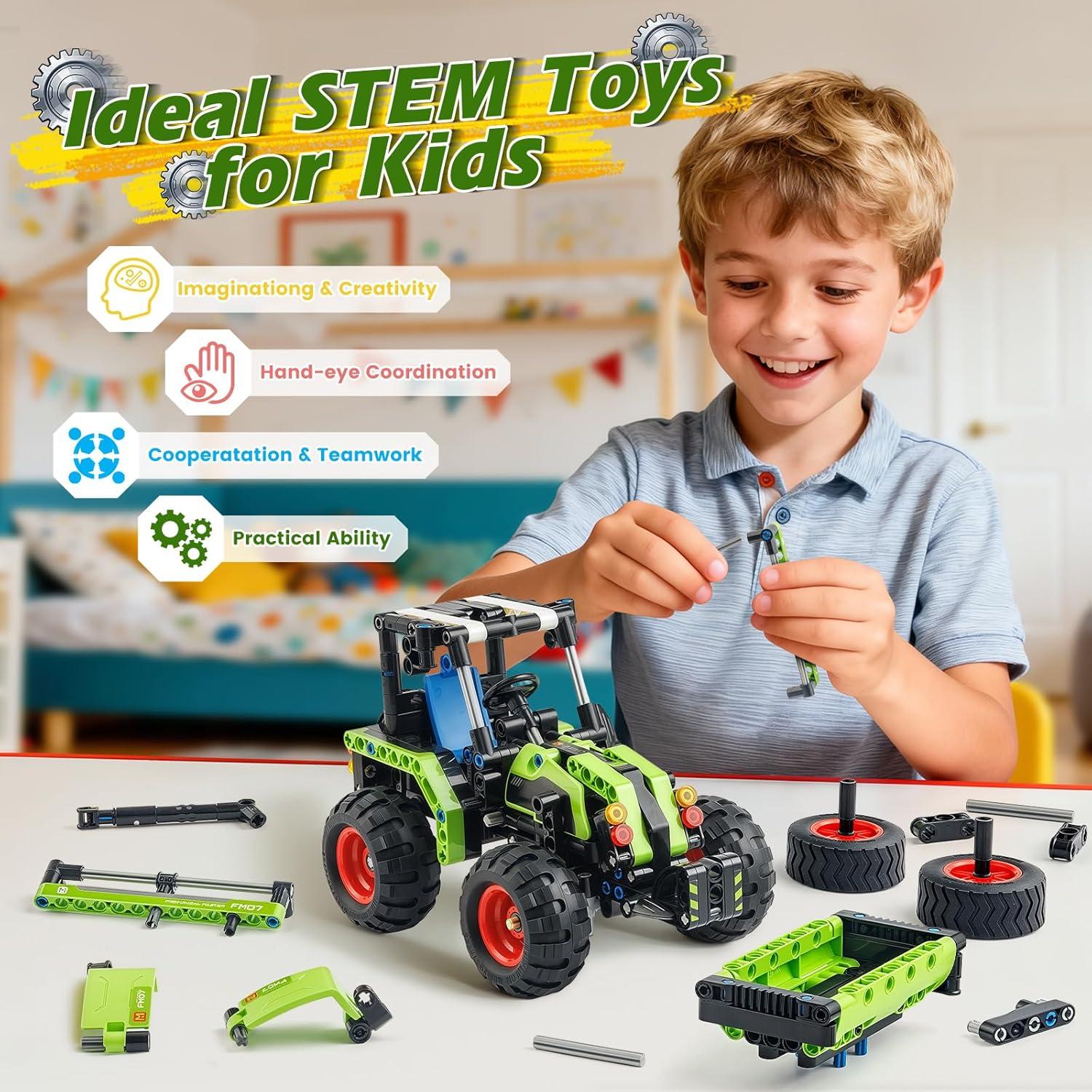 Juguete de Construcción STEM Jumlys 346 Pcs Tractor 2 en 1