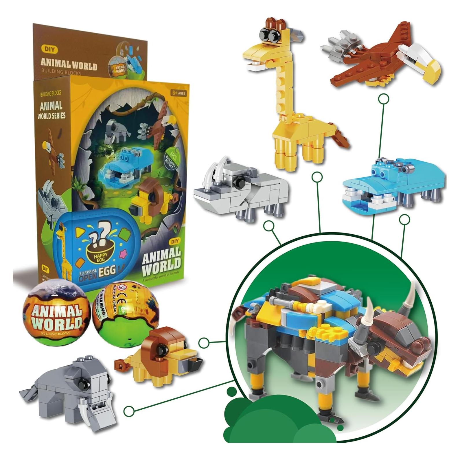 Set de Bloques de Construcción de Animales 6 en 1 JUGUETES INCREÍBLES 184 PCS