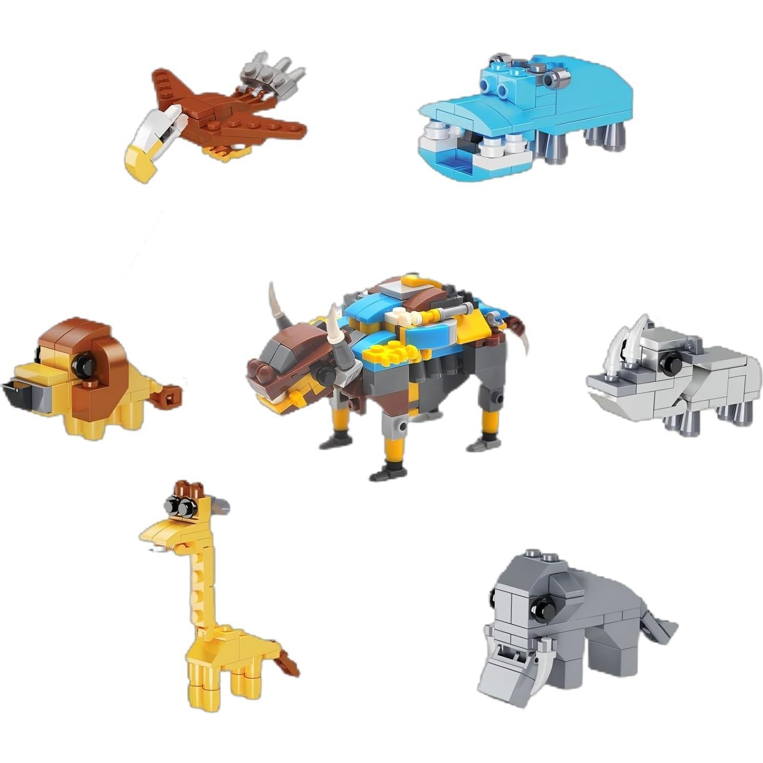 Set de Bloques de Construcción de Animales 6 en 1 JUGUETES INCREÍBLES 184 PCS