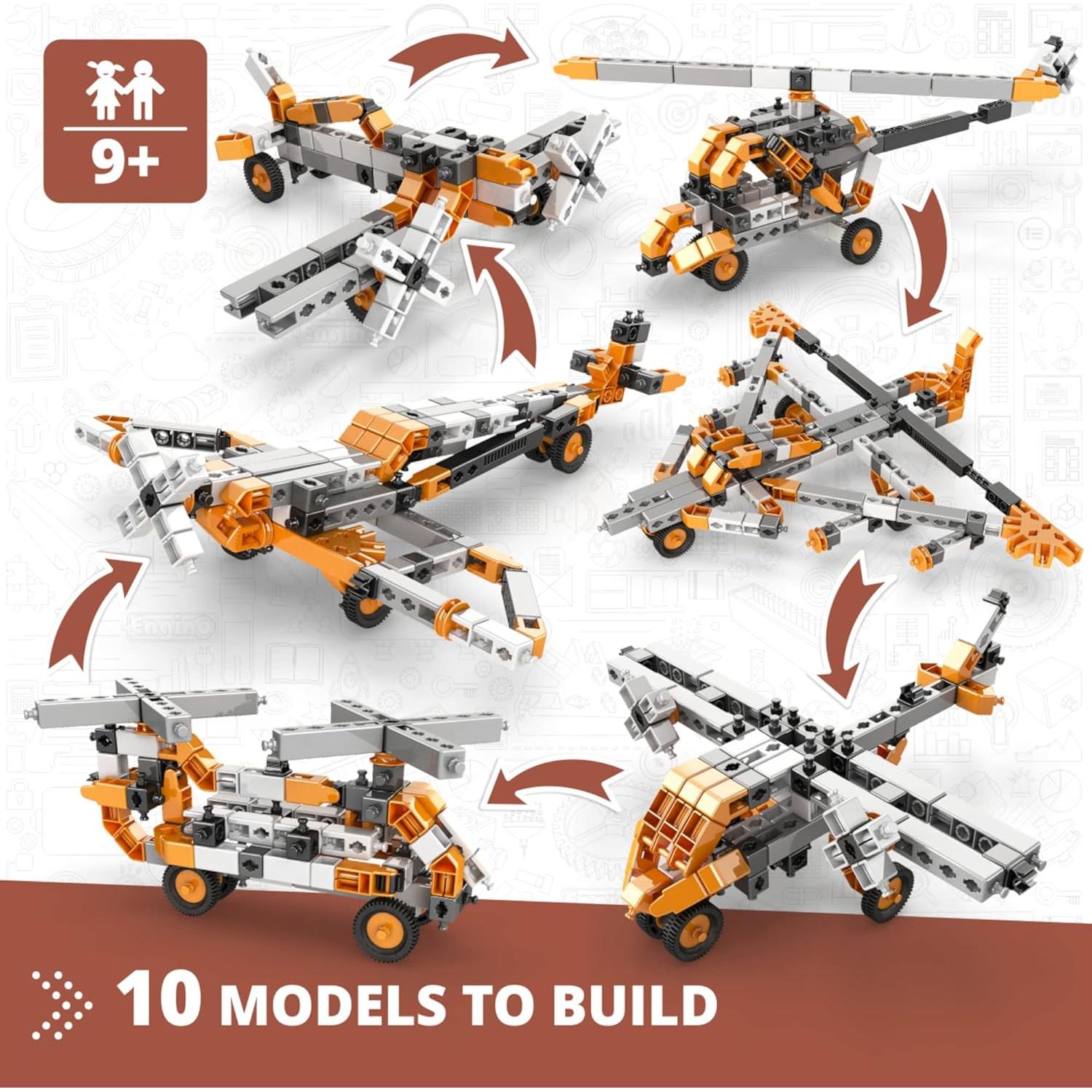 Engino Juguete STEM Aeronaves 10 Modelos 9+ Kit de Construcción