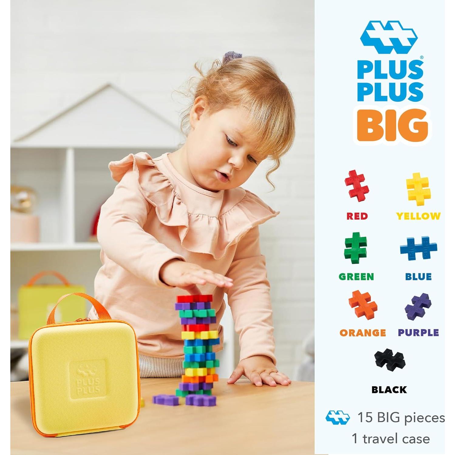 Estuche de Viaje Plus Plus BIG con 15 Piezas Grandes - Juguete de Construcción STEM para Niños