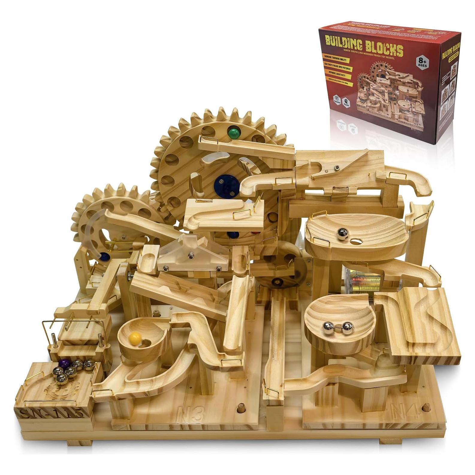 Juego de Construcción de Pista de Canicas de Madera SN-115