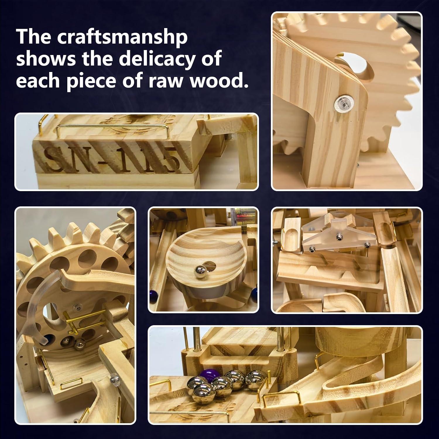Juego de Construcción de Pista de Canicas de Madera SN-115
