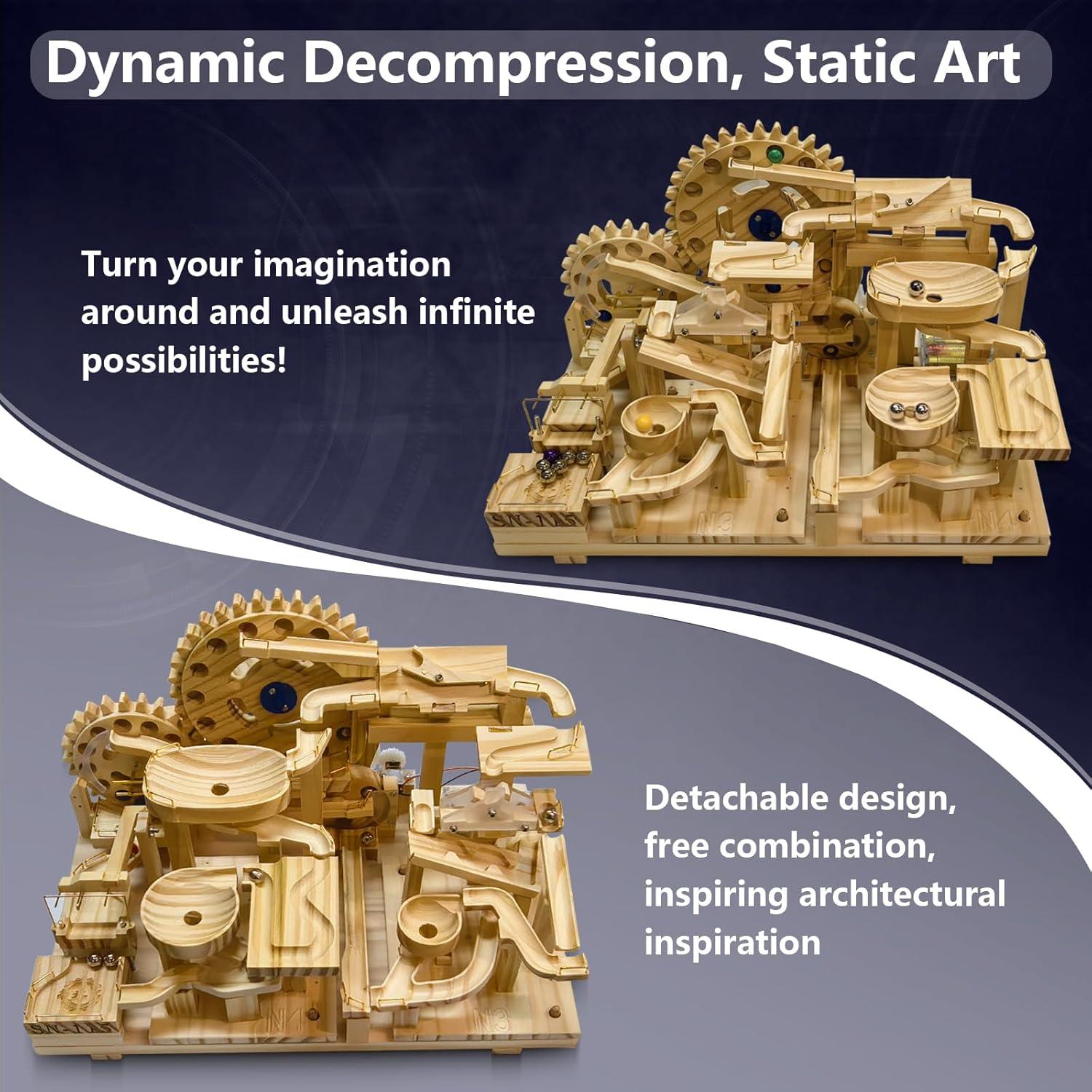 Juego de Construcción de Pista de Canicas de Madera SN-115
