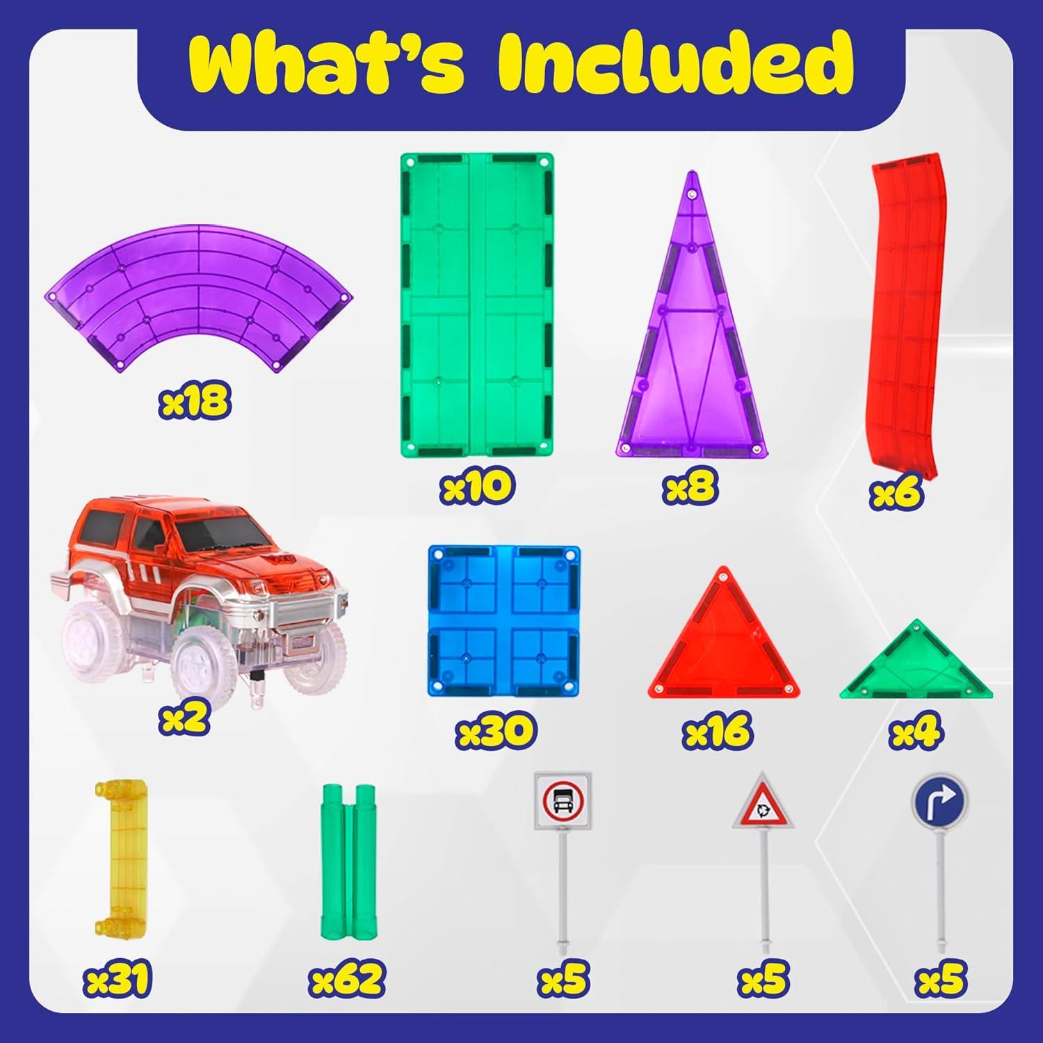 Juego de Pistas de Carreras Magnéticas Playmags - 200 Piezas