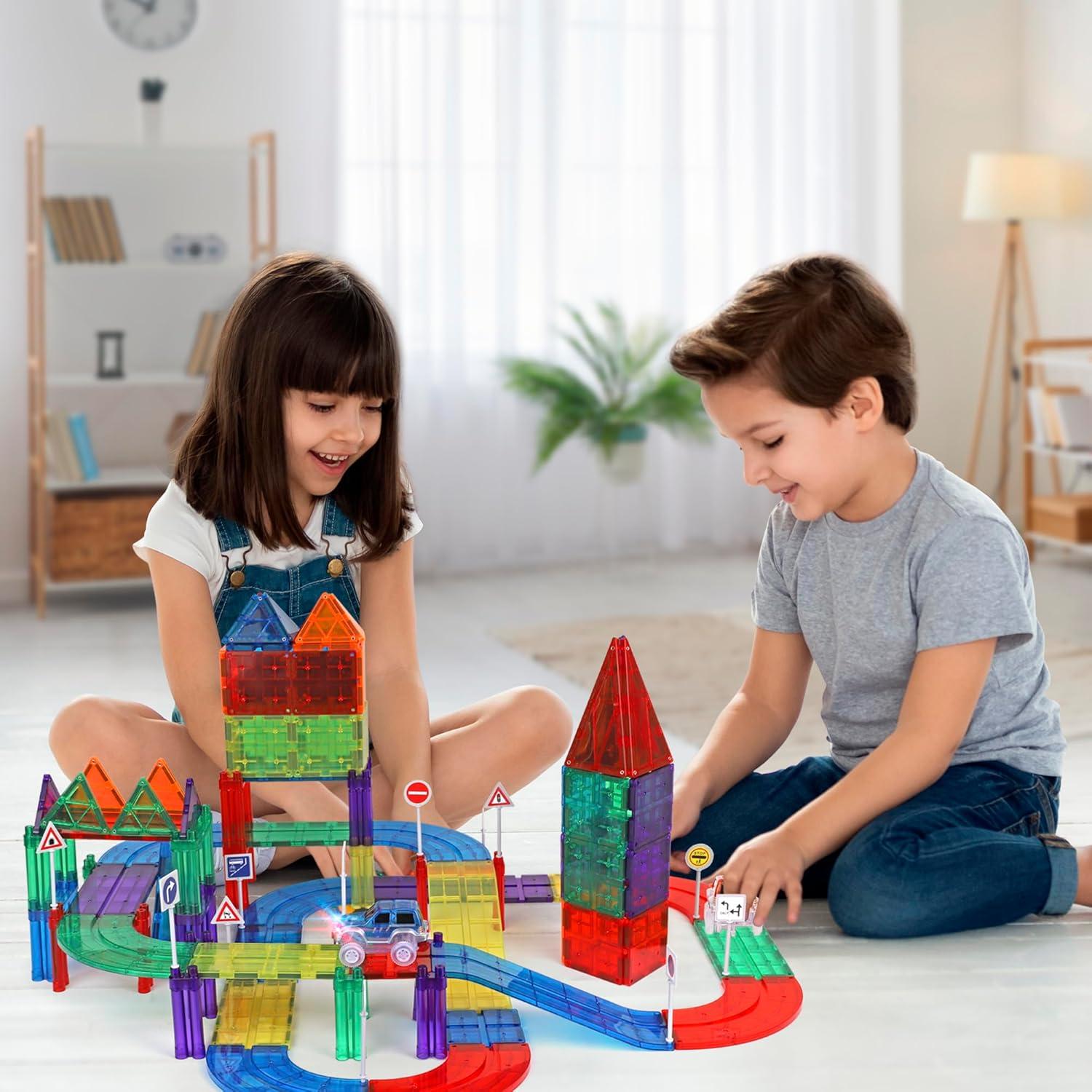 Juego de Pistas de Carreras Magnéticas Playmags - 200 Piezas