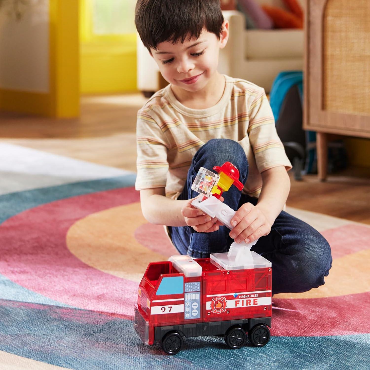 Set de Estación de Bomberos MAGNA-TILES 50 Piezas con Luz y Sonido