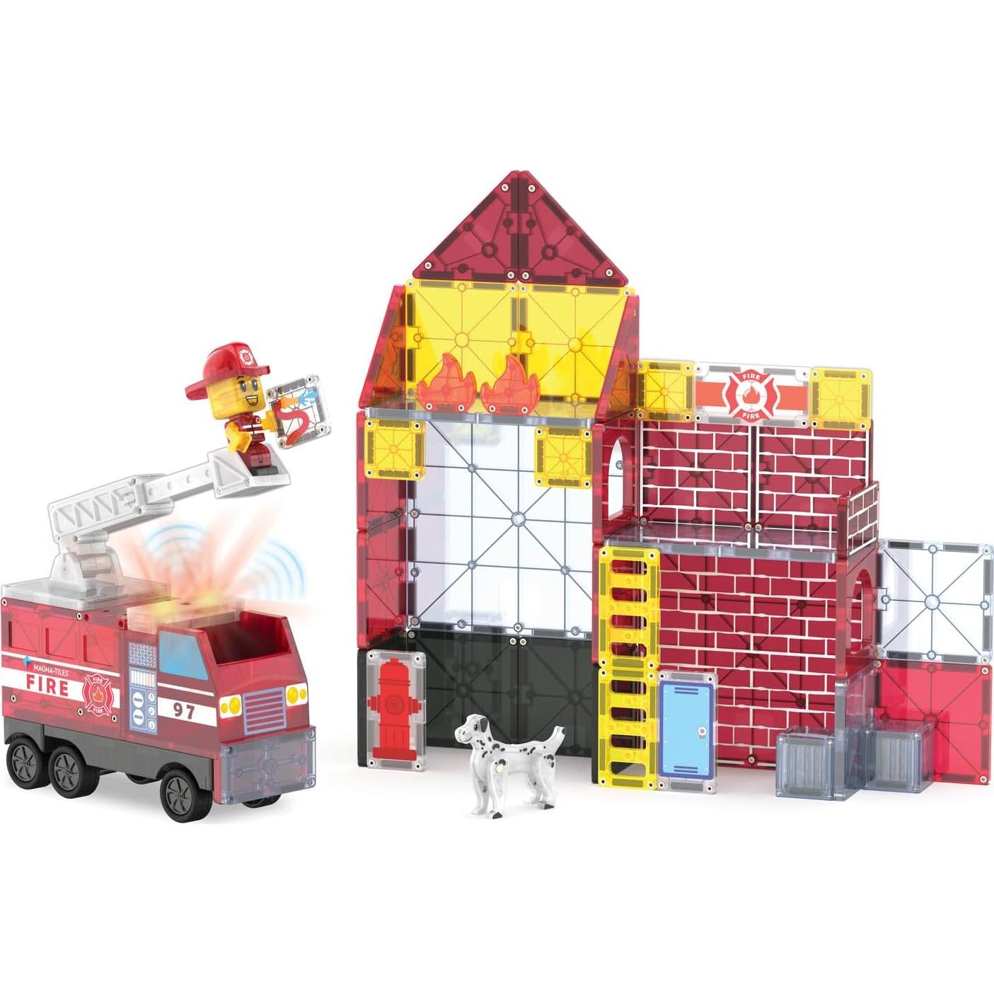 Set de Estación de Bomberos MAGNA-TILES 50 Piezas con Luz y Sonido