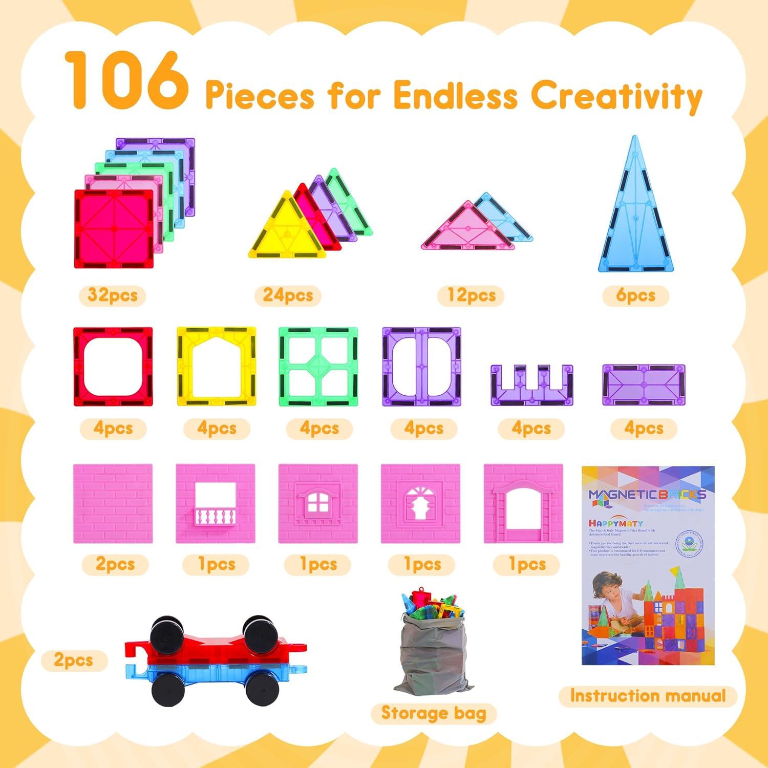 Azulejos Magnéticos Antibacterianos HAPPYMATY - 106 PCS