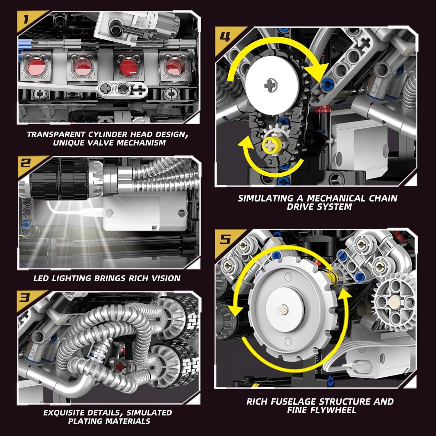 Kit de Modelo de Motor V8 Technic Chanbrick 0.59 kg