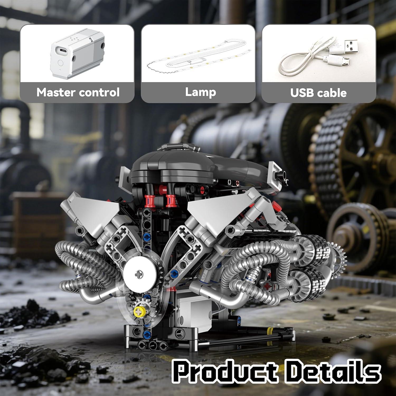 Kit de Modelo de Motor V8 Technic Chanbrick 0.59 kg