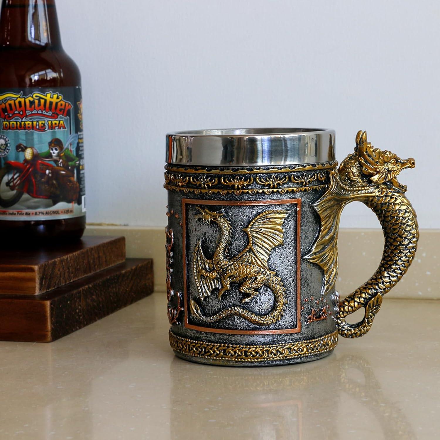 Taza de Dragón Dorado Alikiki - 0.45L de Acero Inoxidable