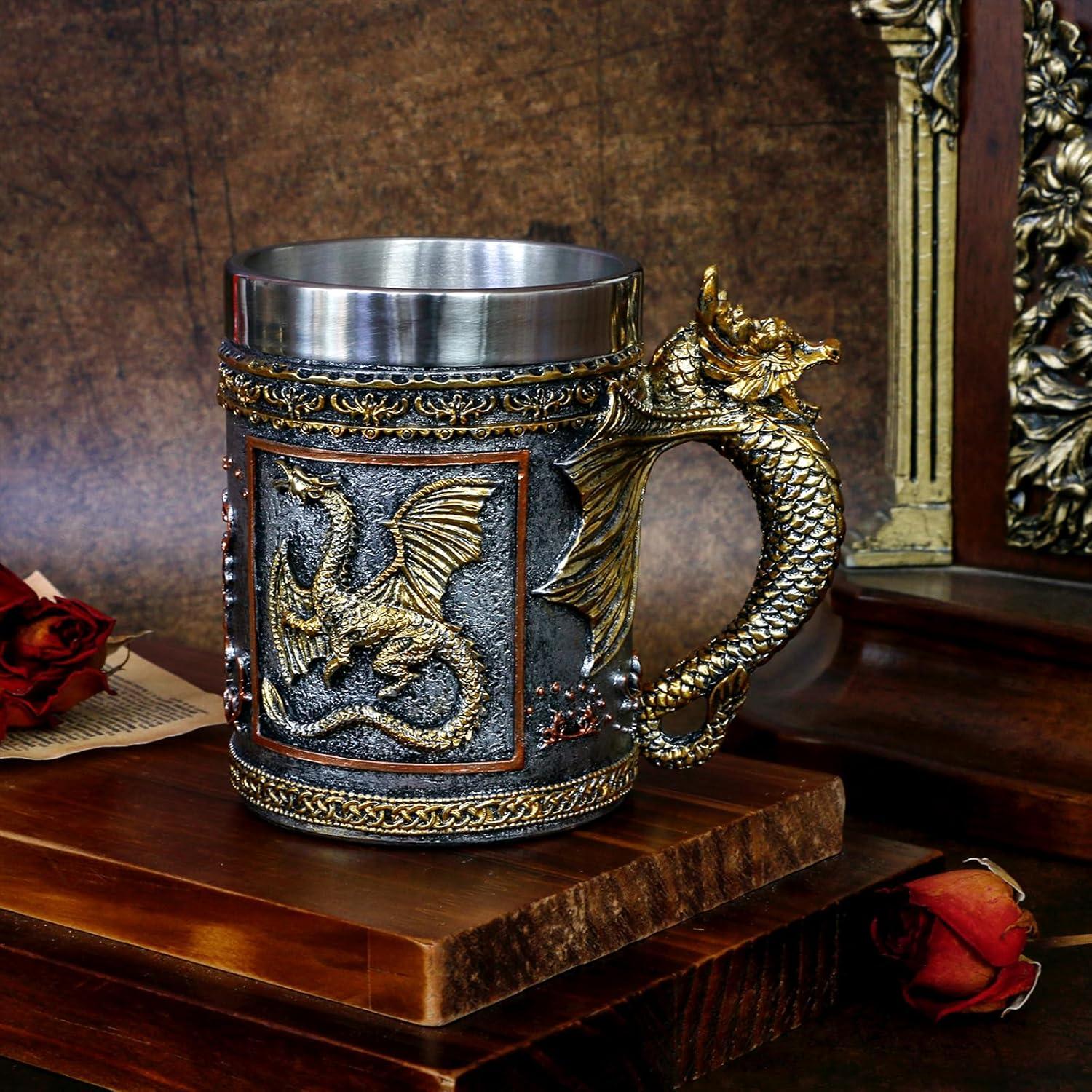 Taza de Dragón Dorado Alikiki - 0.45L de Acero Inoxidable