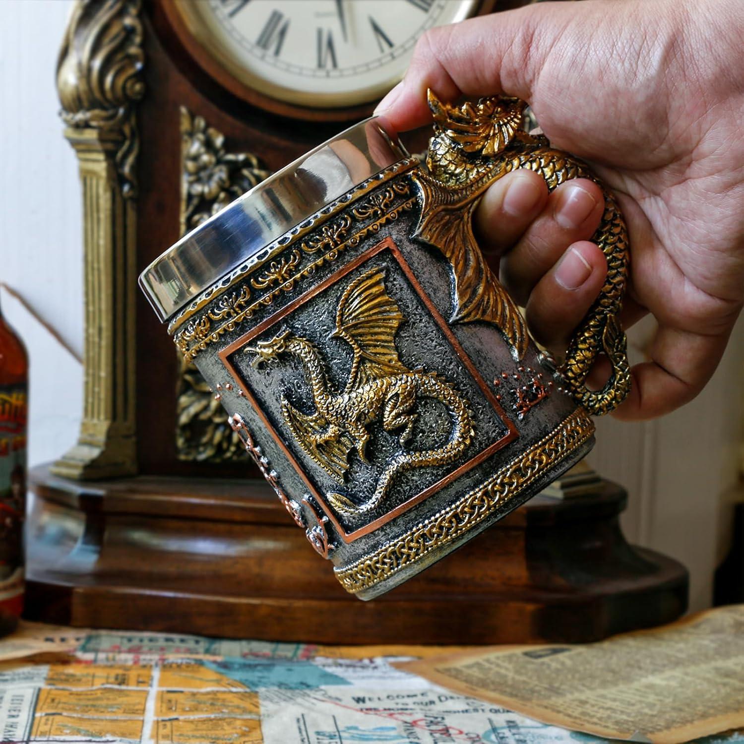 Taza de Dragón Dorado Alikiki - 0.45L de Acero Inoxidable