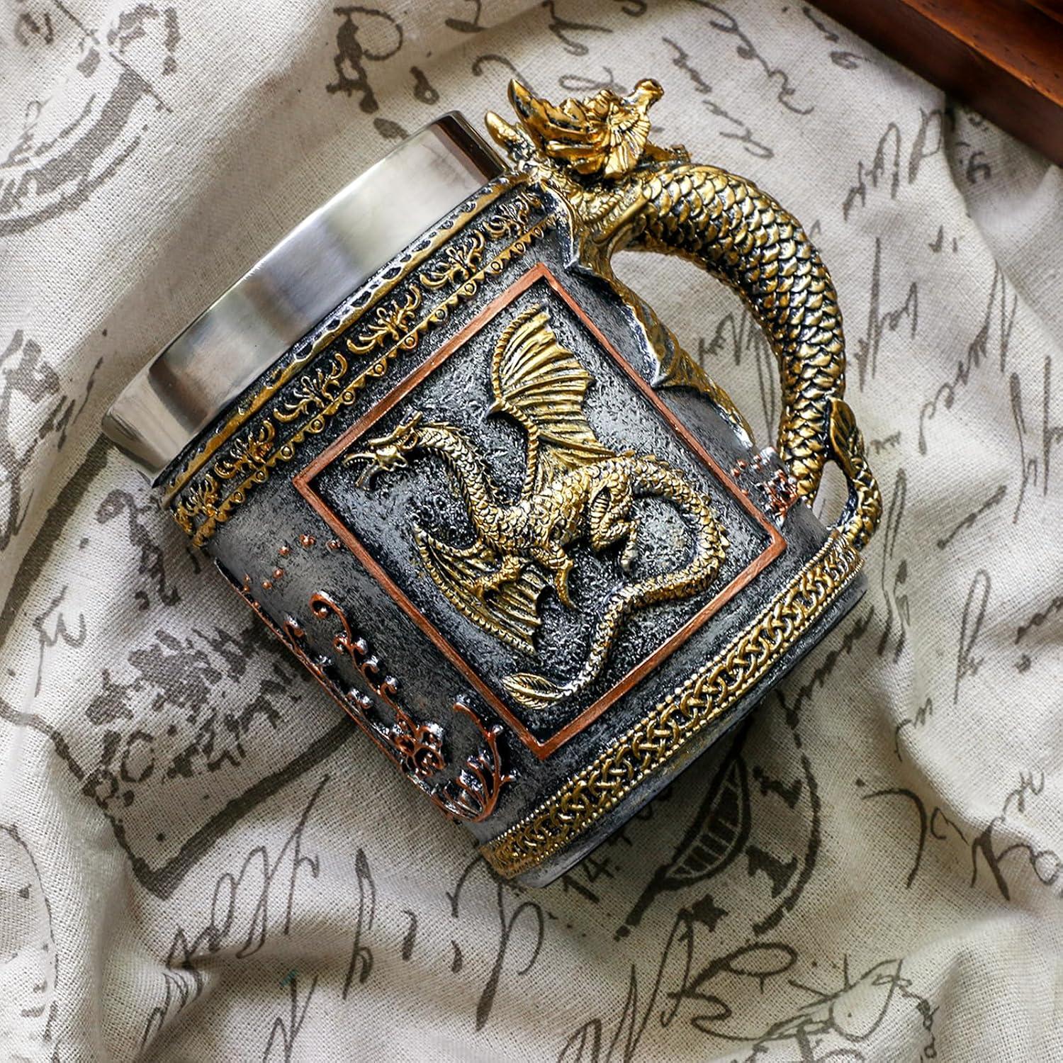 Taza de Dragón Dorado Alikiki - 0.45L de Acero Inoxidable