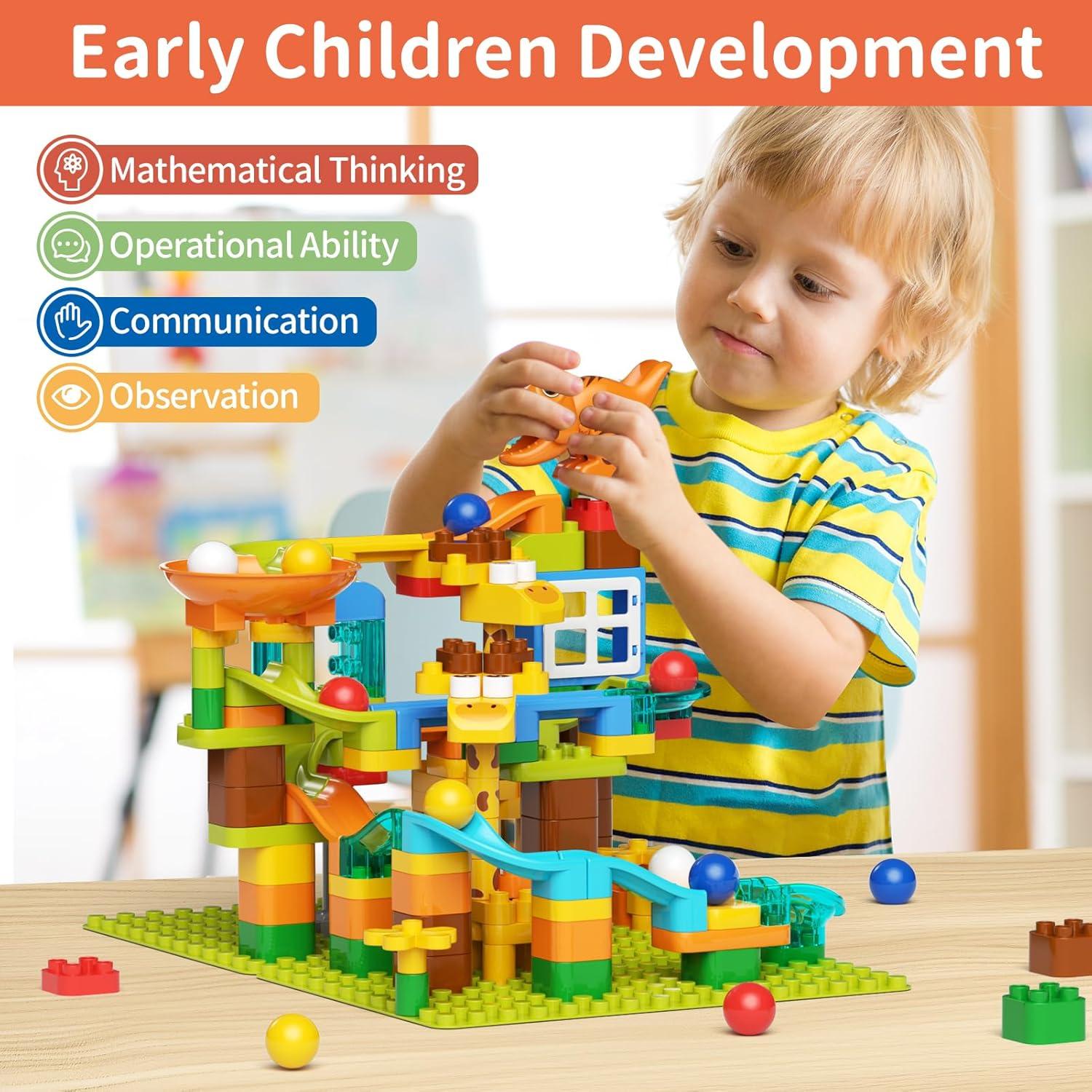 Set de Carrera de Canicas Burgkidz Dinosaurios y Jirafas 145 Piezas