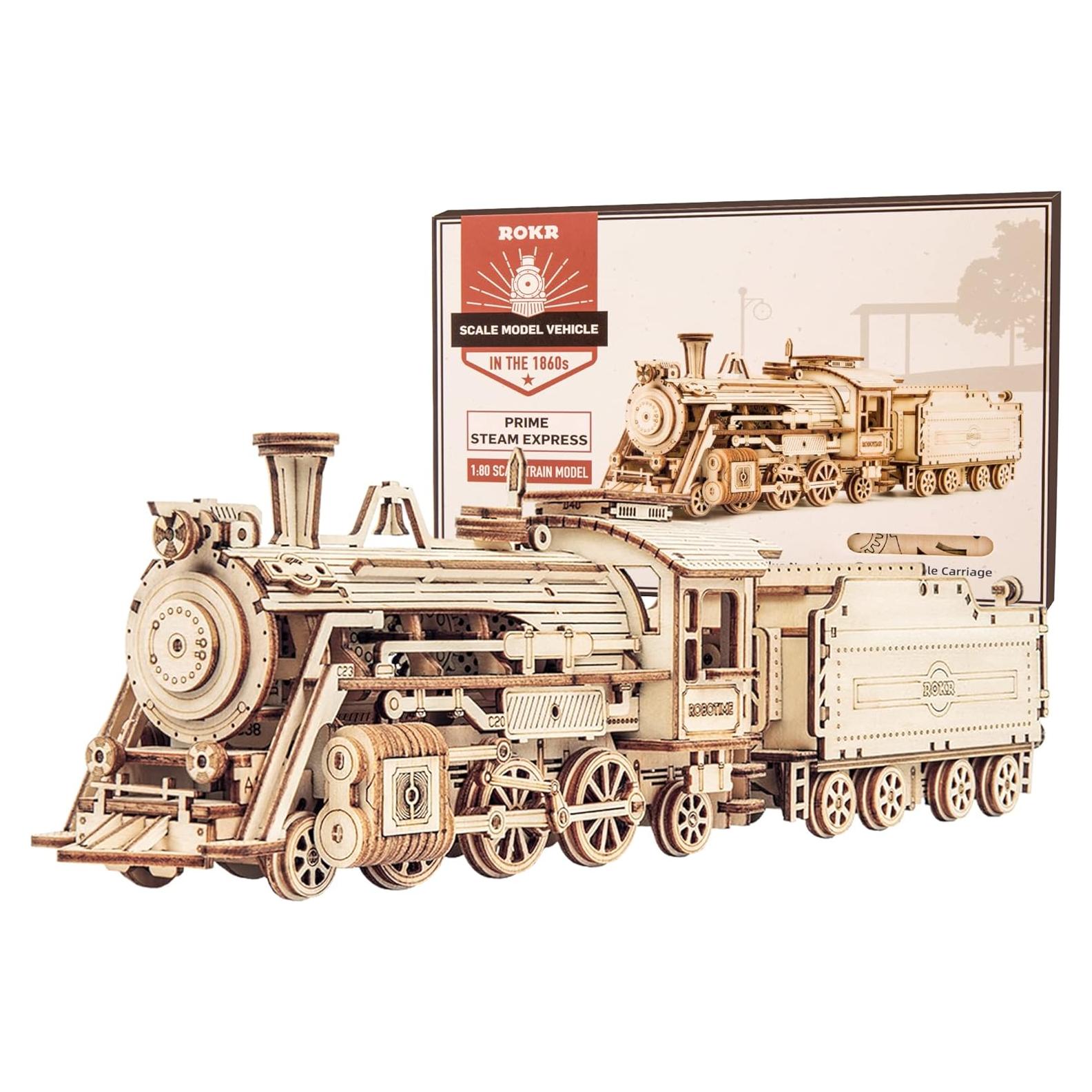 Rompecabezas 3D de Madera ROKR MC501 Expreso de Vapor