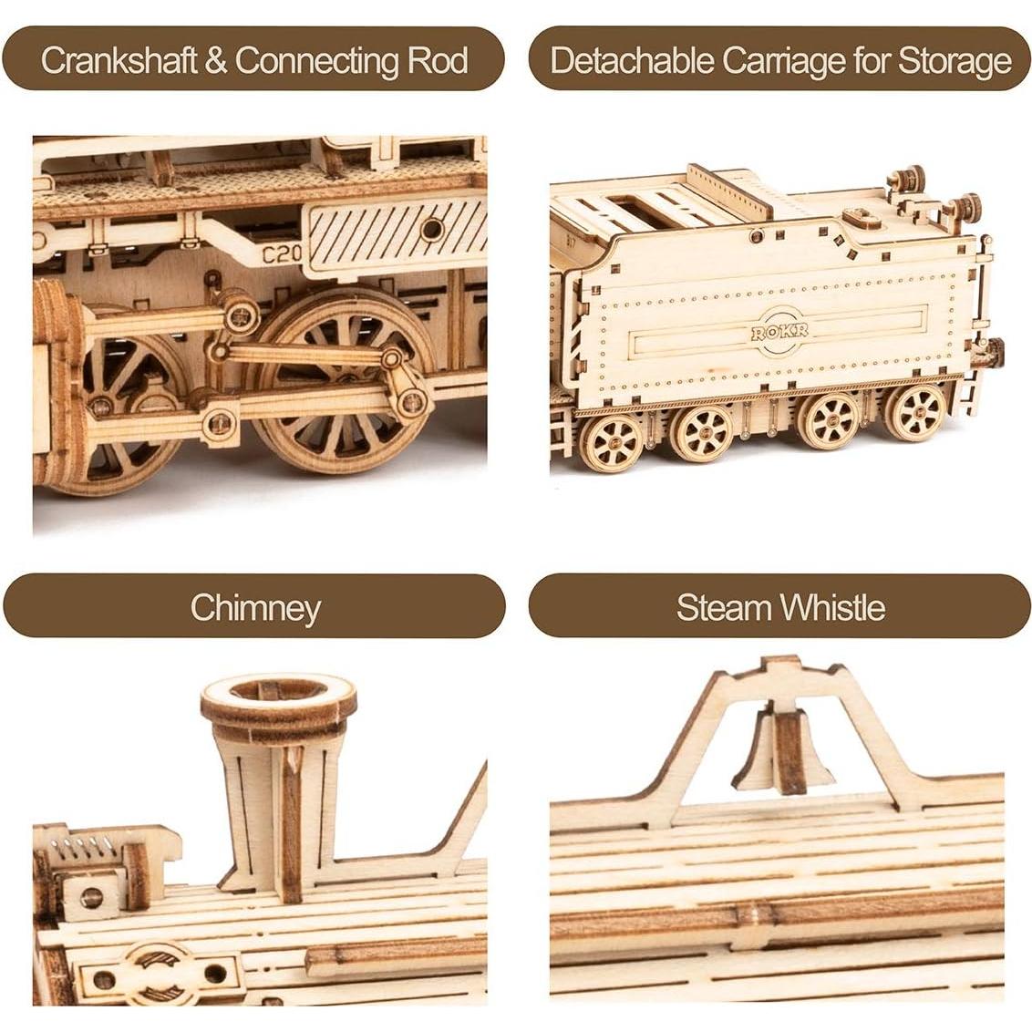 Rompecabezas 3D de Madera ROKR MC501 Expreso de Vapor