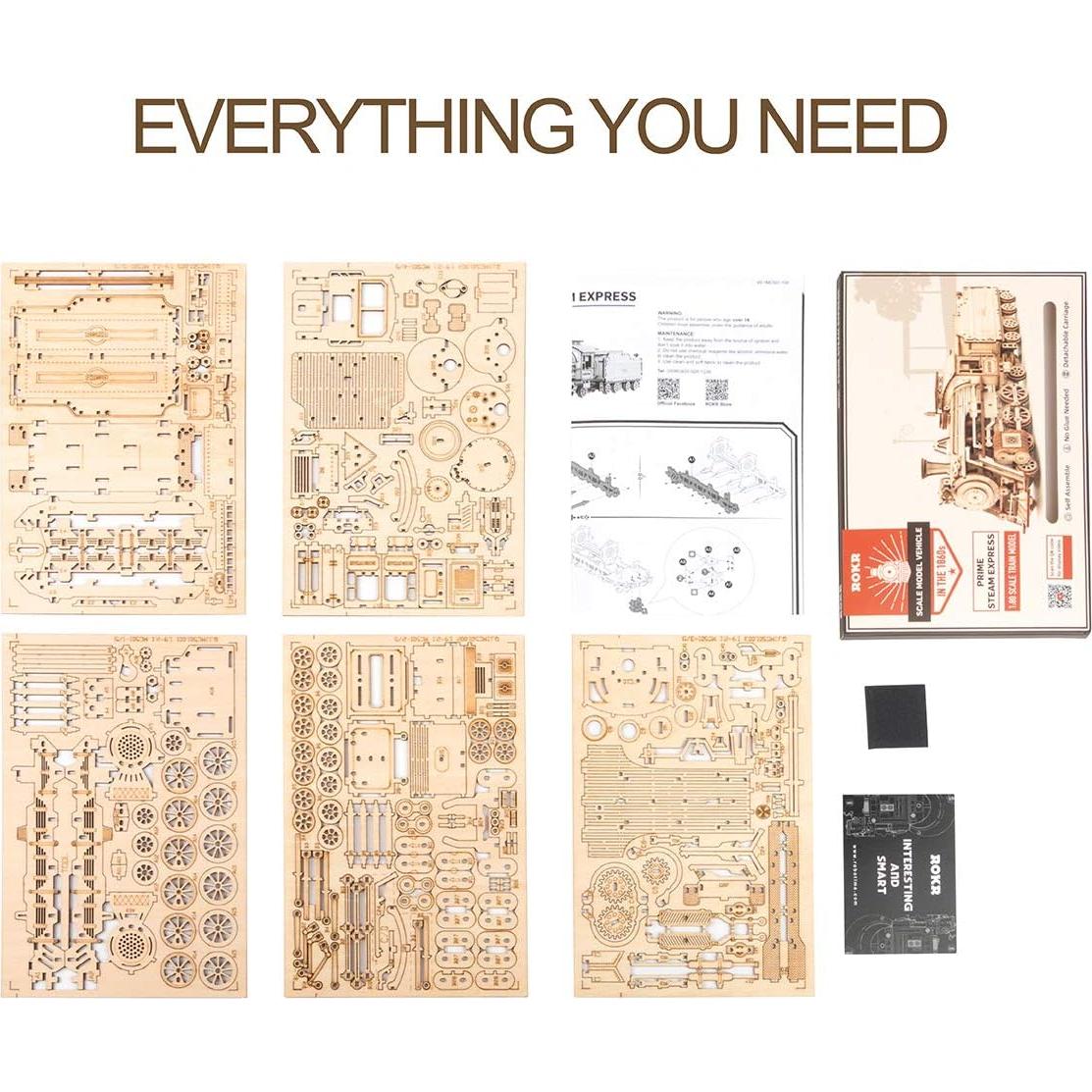 Rompecabezas 3D de Madera ROKR MC501 Expreso de Vapor