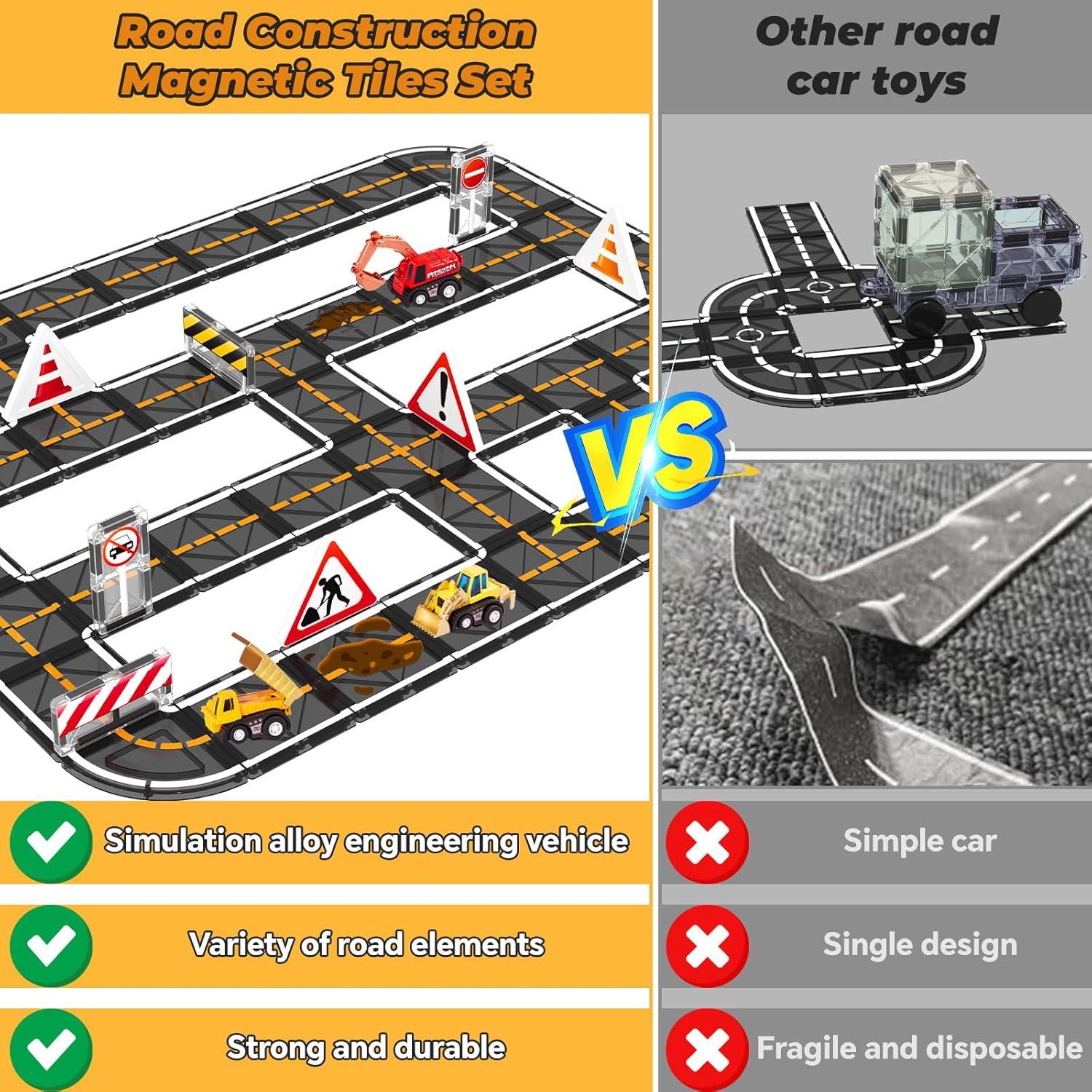 Set de Azulejos Magnéticos BigShu Vehículos de Construcción