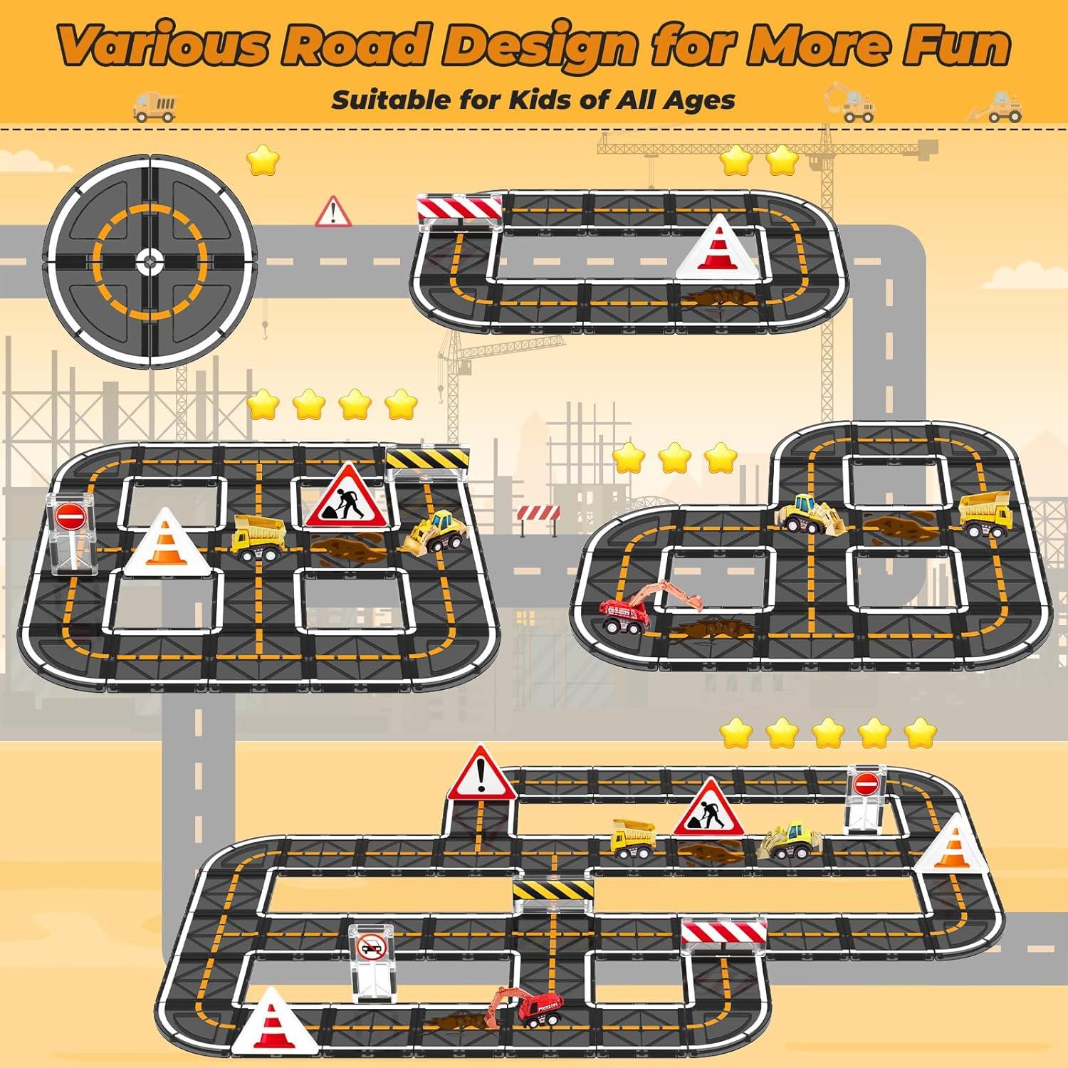 Set de Azulejos Magnéticos BigShu Vehículos de Construcción