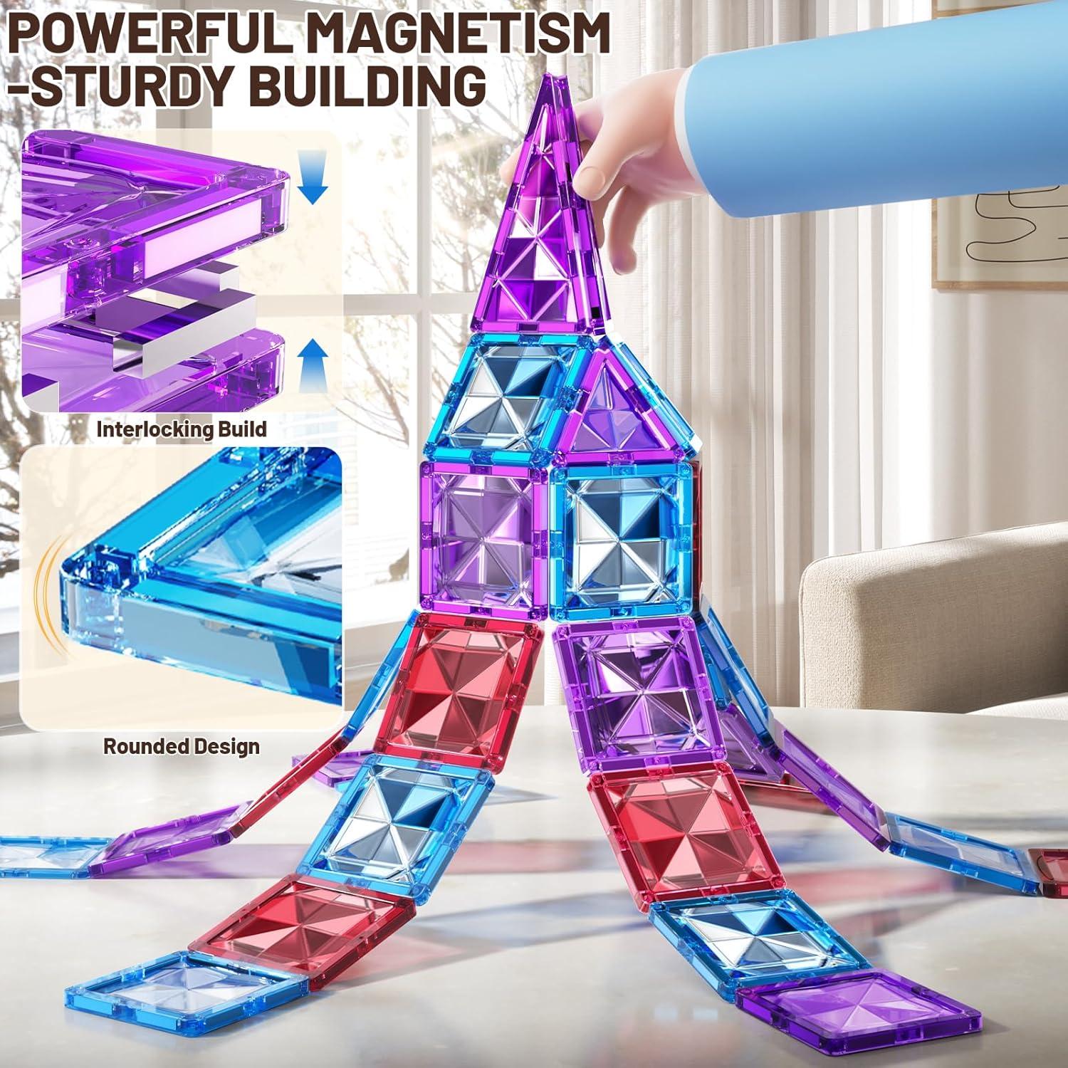 Juego de Construcción Magnético 80 Piezas MSKOLER para Niños 3+