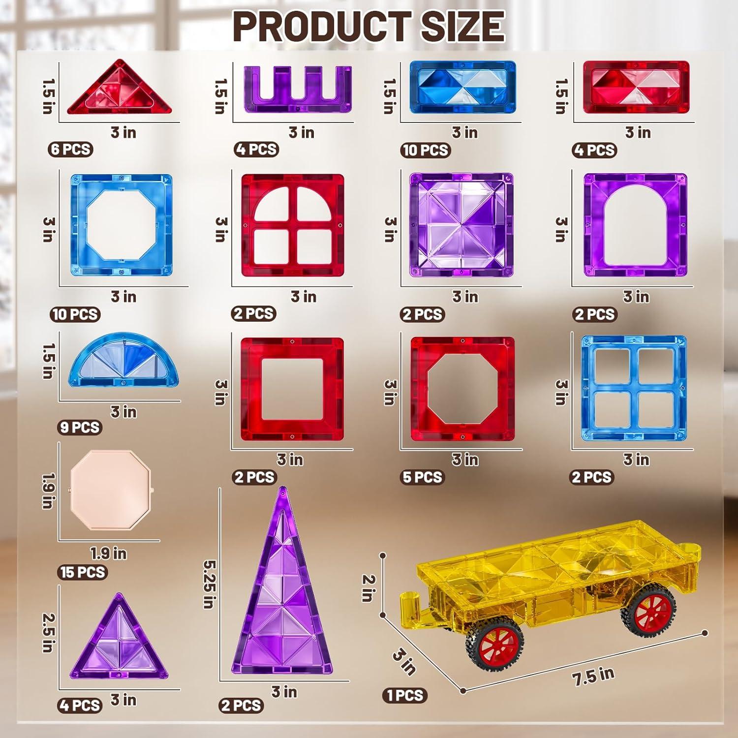 Juego de Construcción Magnético 80 Piezas MSKOLER para Niños 3+