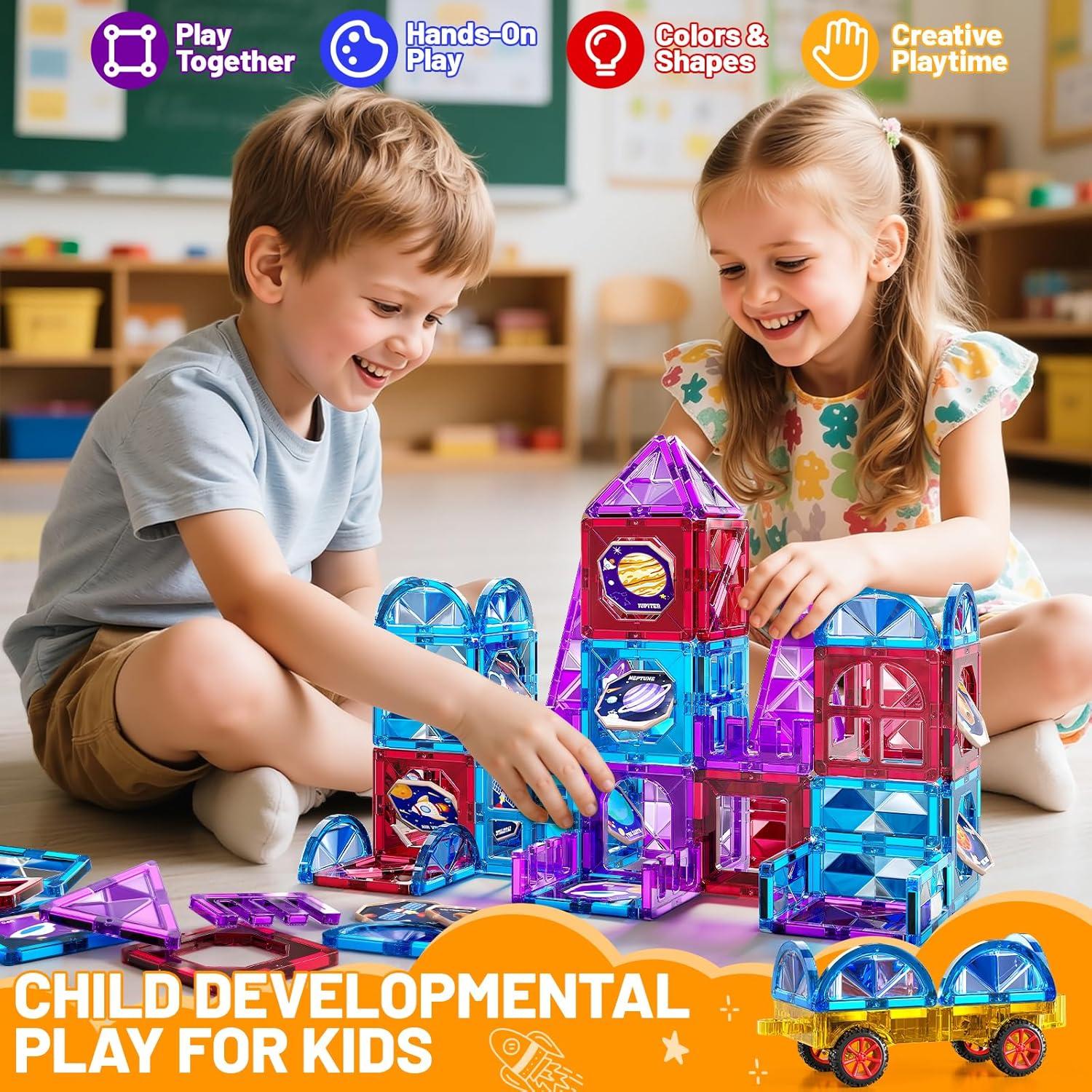 Juego de Construcción Magnético 80 Piezas MSKOLER para Niños 3+