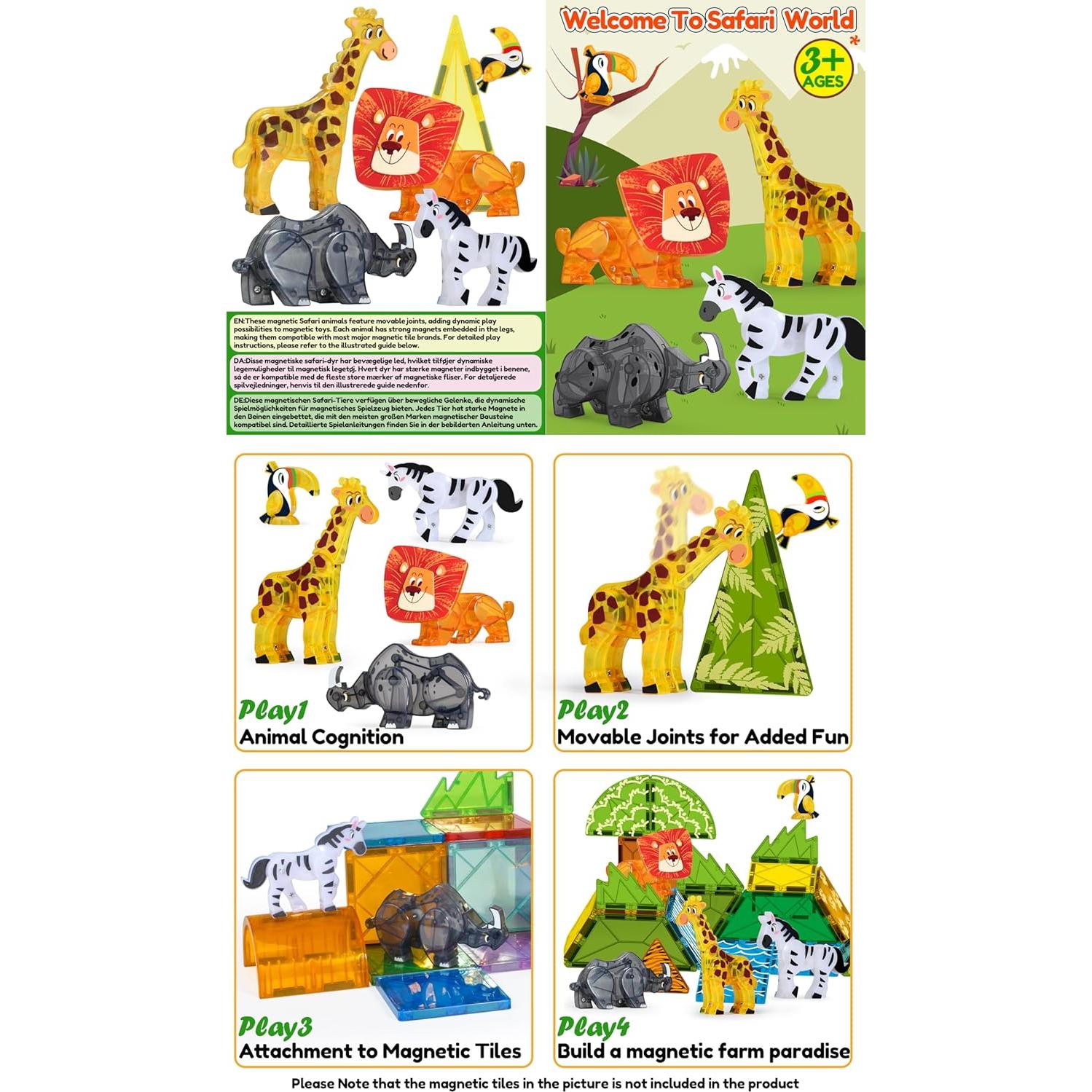 Juguetes Magnéticos de Animales de Safari Oriate - 5 Piezas