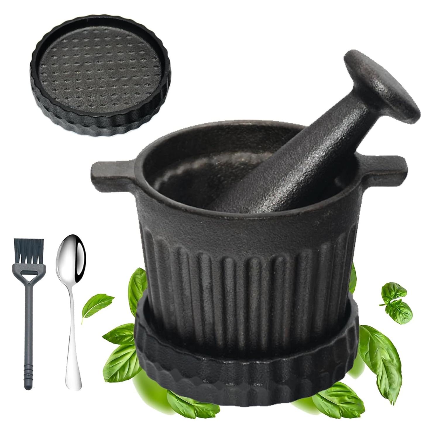 Juego de Mortero y Maja de Hierro Fundido UKENEM 3 Piezas