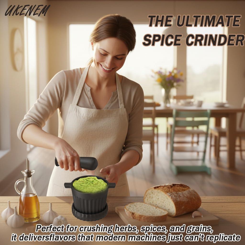 Juego de Mortero y Maja de Hierro Fundido UKENEM 3 Piezas