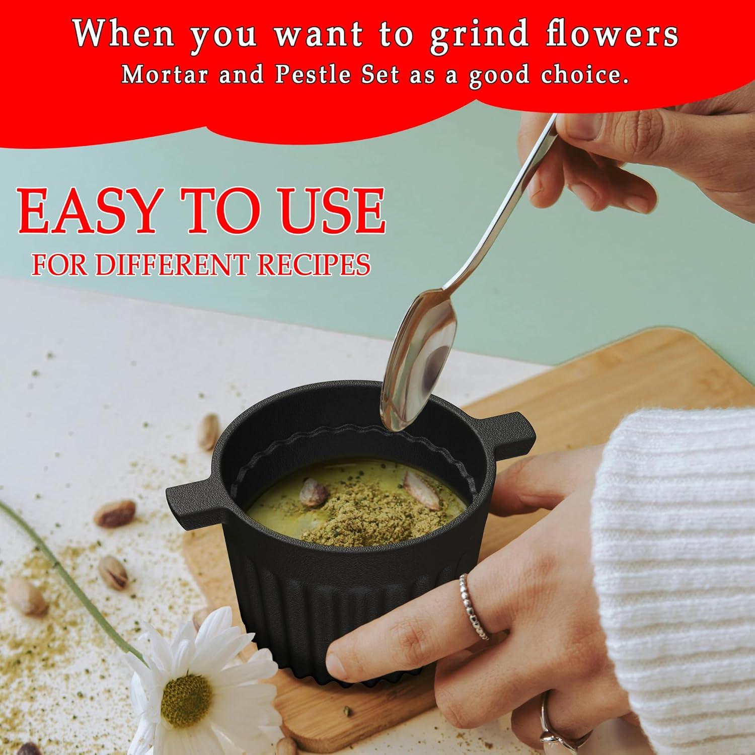 Juego de Mortero y Maja de Hierro Fundido UKENEM 3 Piezas