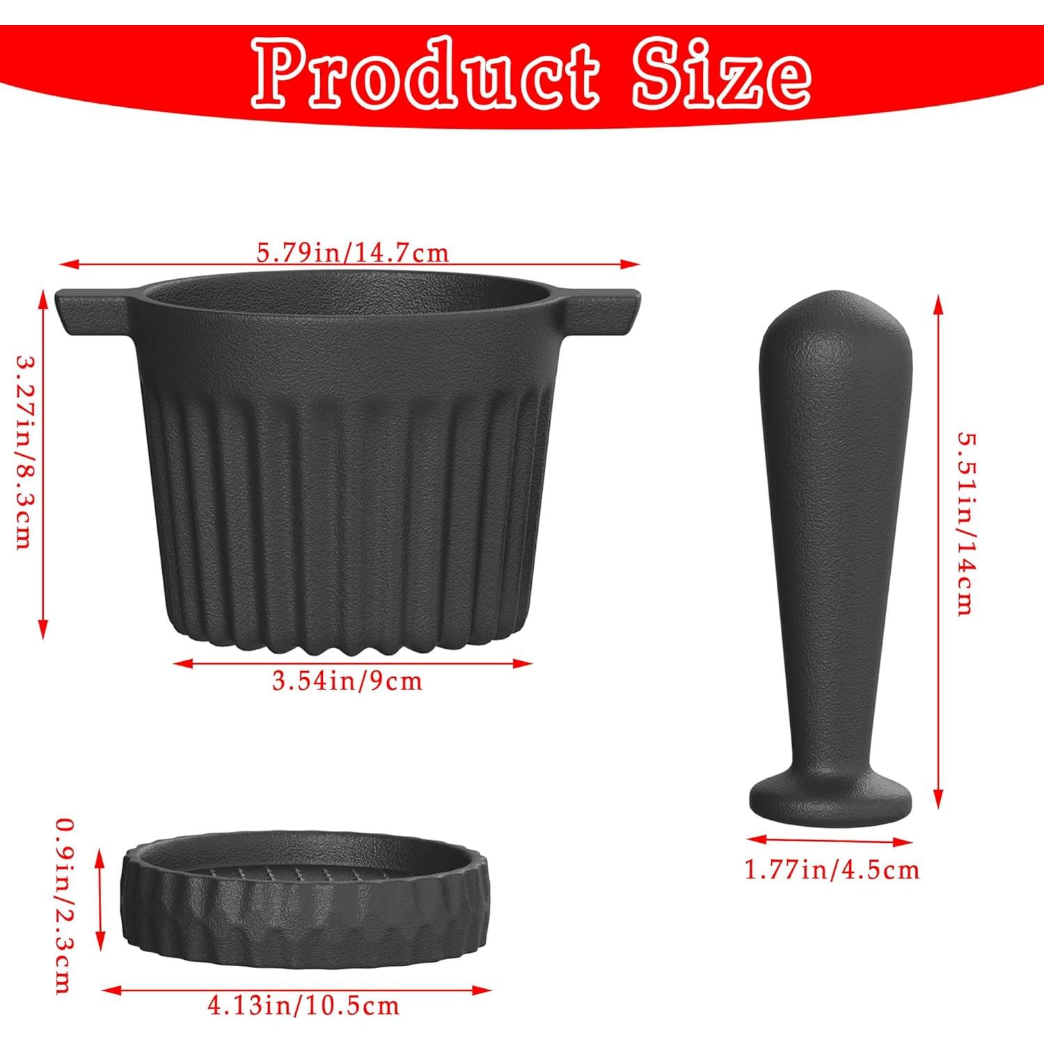 Juego de Mortero y Maja de Hierro Fundido UKENEM 3 Piezas