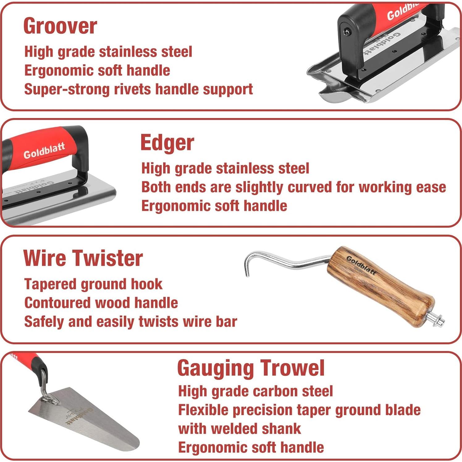 Juego de Herramientas de Albañilería Goldblatt 8 Piezas