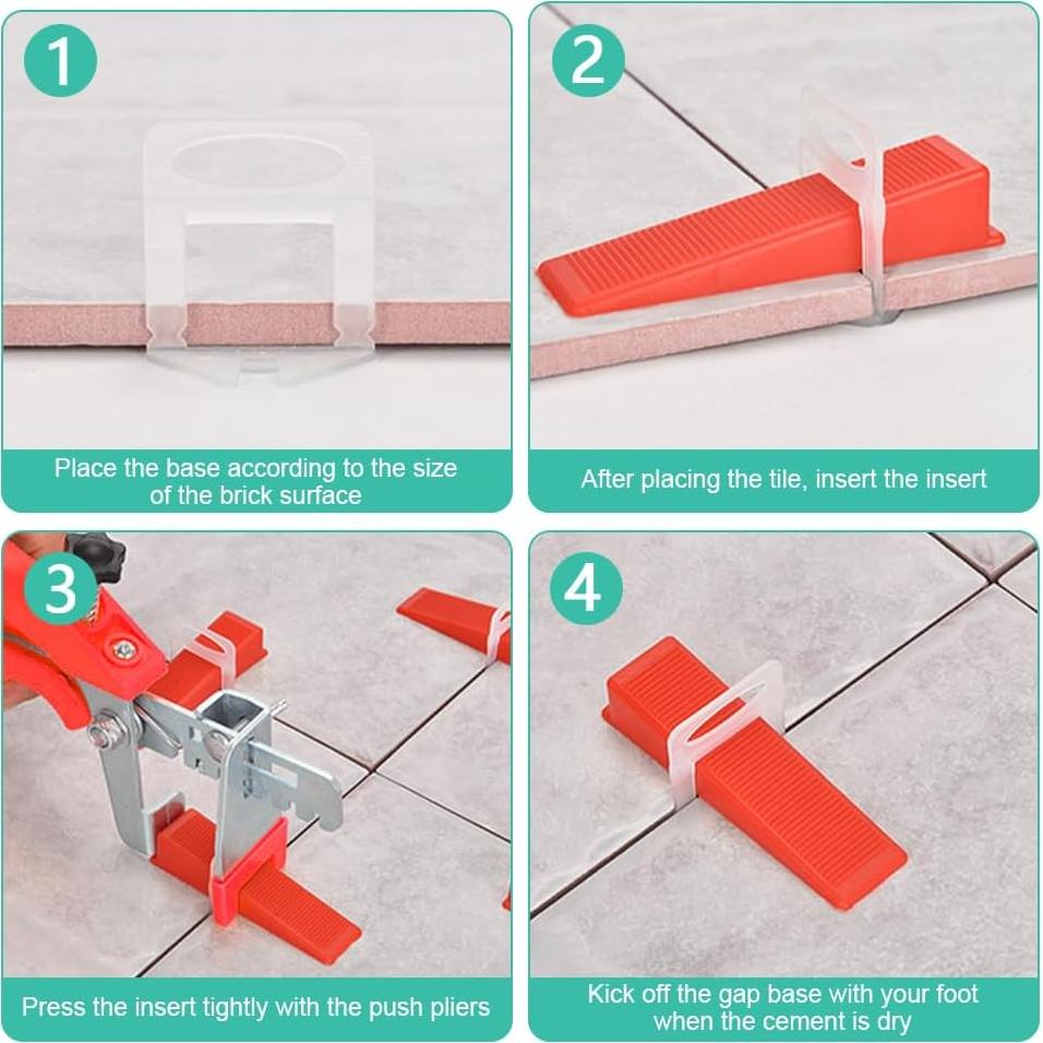 Kit de Nivelación de Azulejos 300pcs Espaciadores + 100 Cuñas
