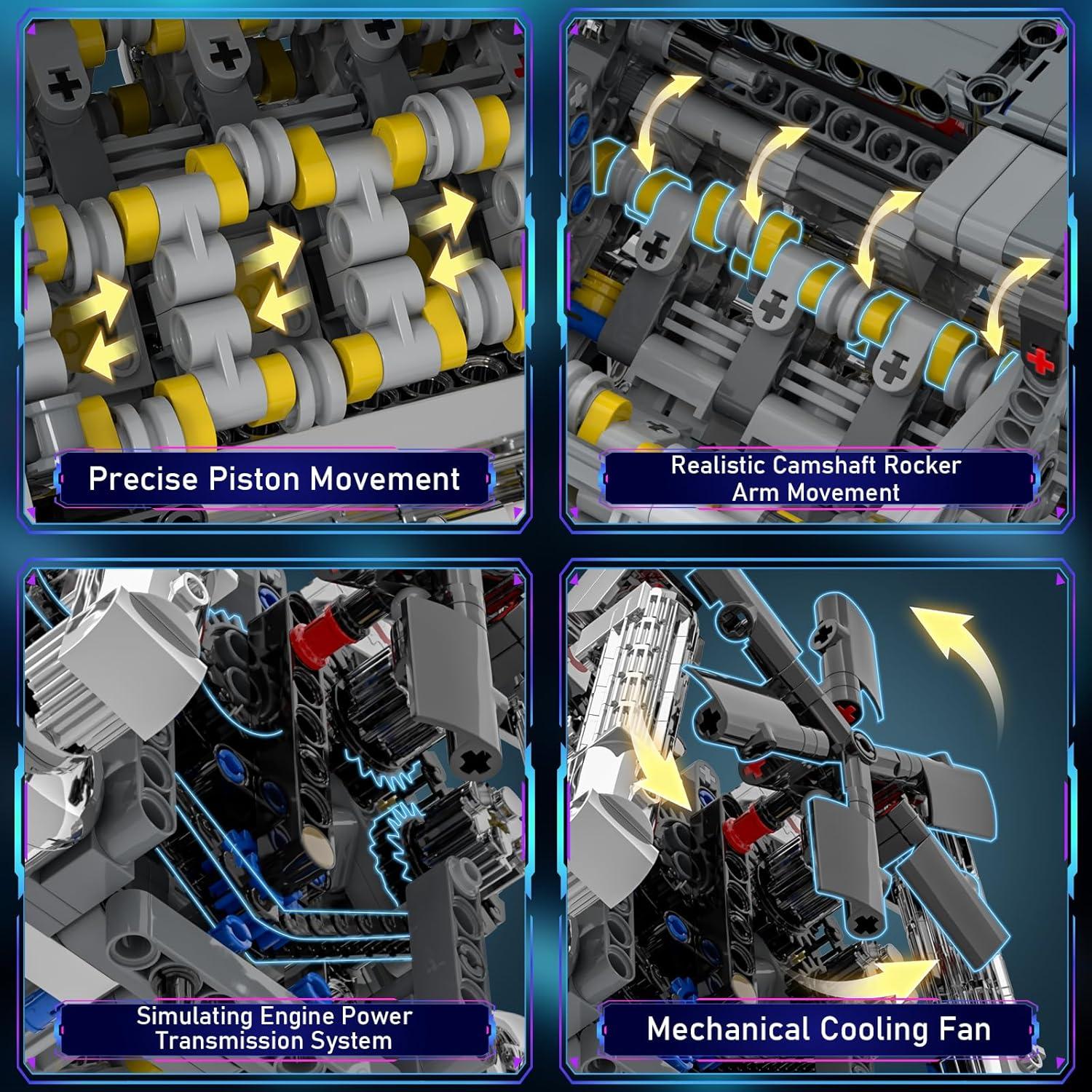 Kit de Construcción Motor V8 QHECTTY 1169 Piezas STEM