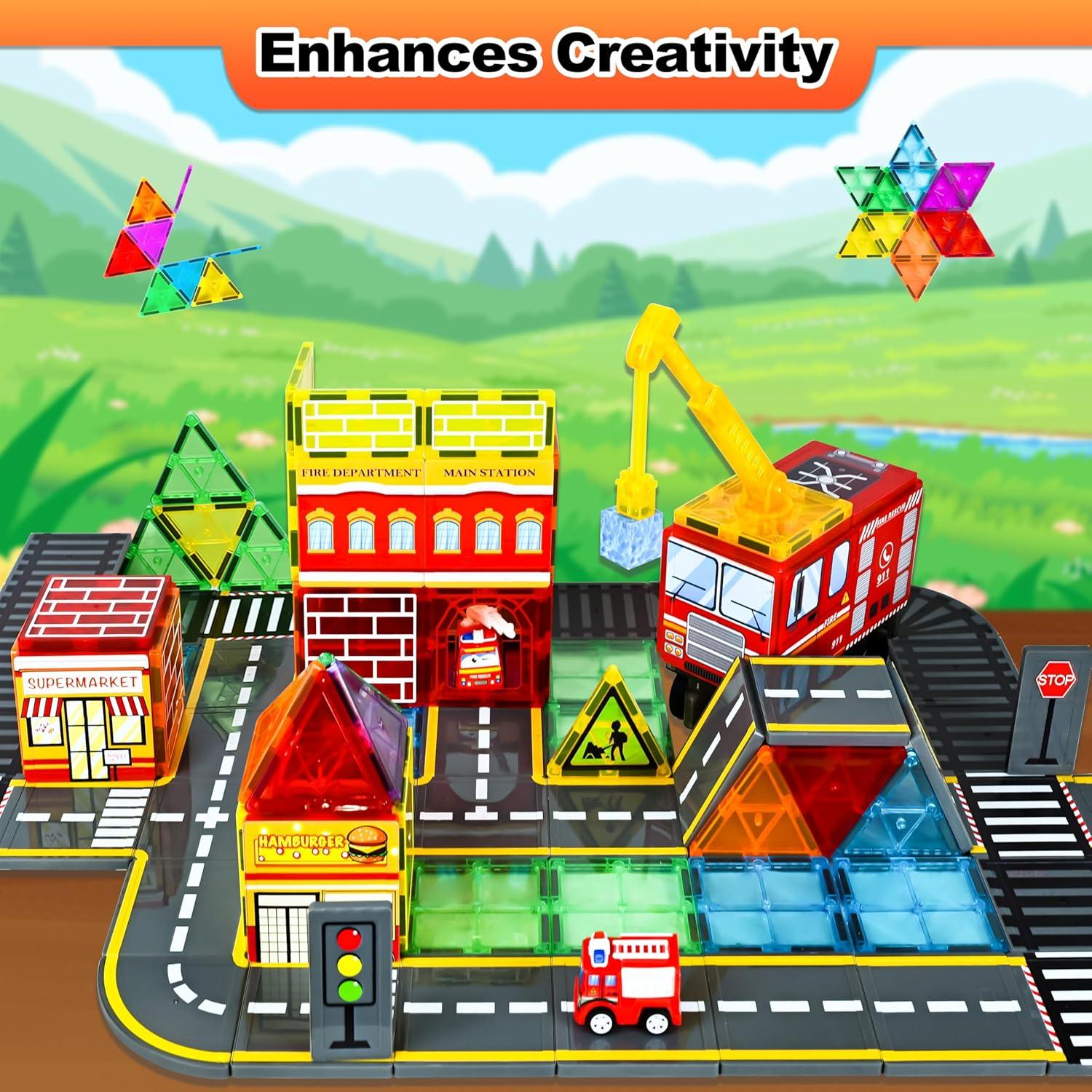 Juego de Piezas Magnéticas Drofex con Grúa y Vehículos 1.56 kg