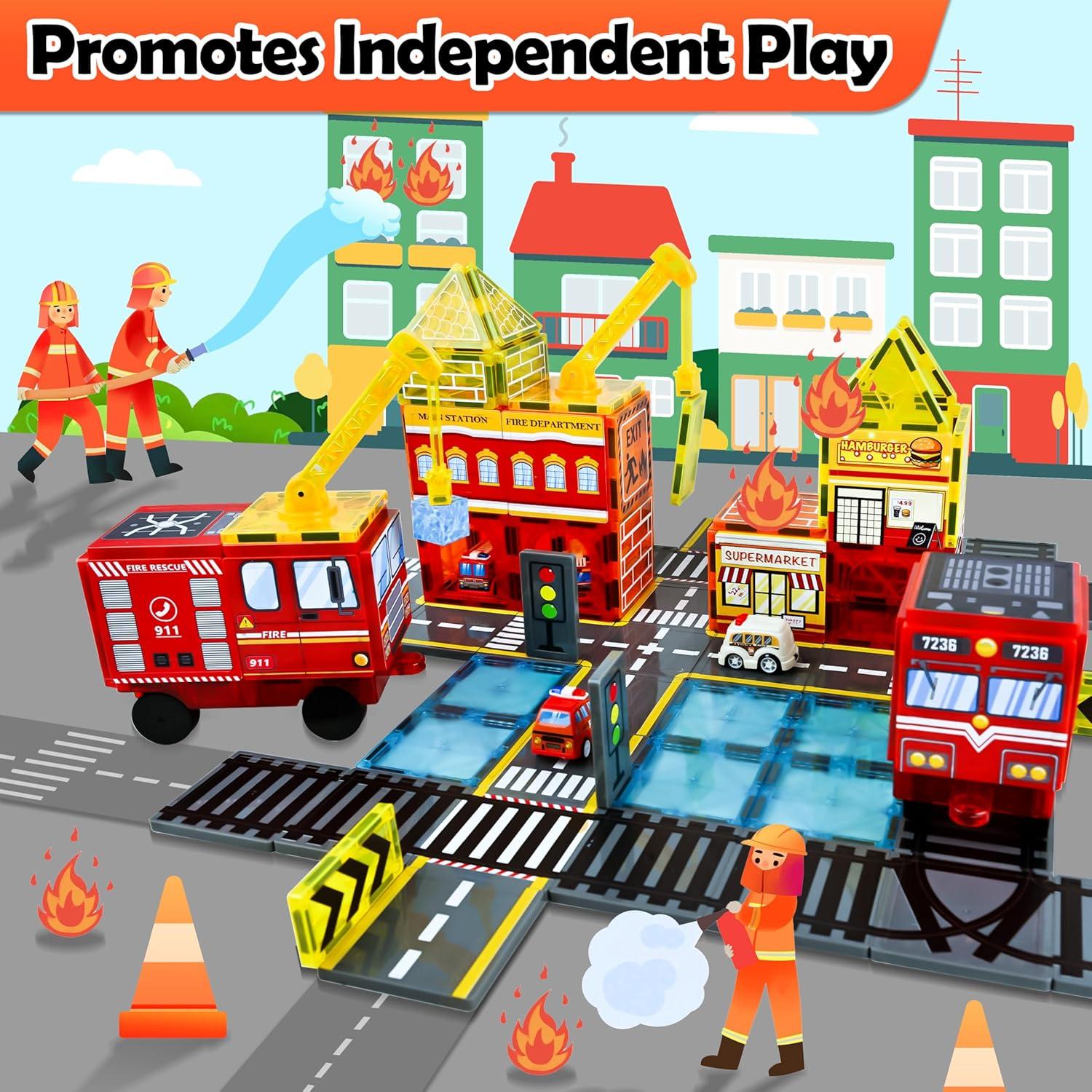 Juego de Piezas Magnéticas Drofex con Grúa y Vehículos 1.56 kg