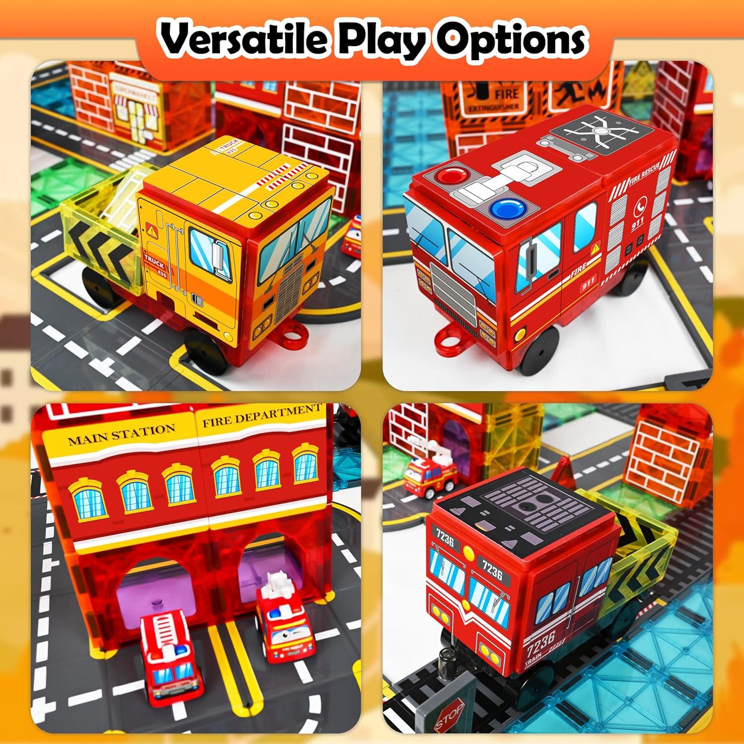 Juego de Piezas Magnéticas Drofex con Grúa y Vehículos 1.56 kg