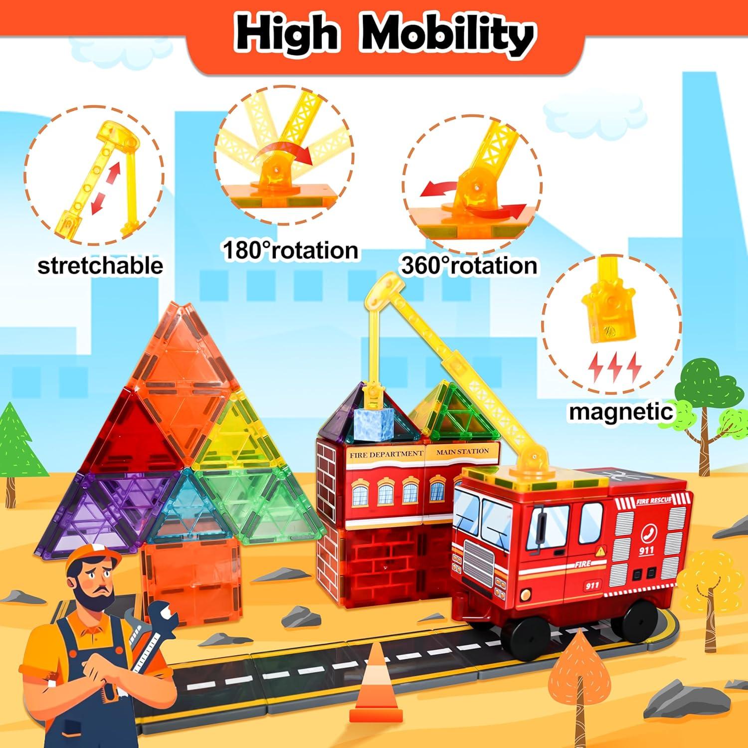 Juego de Piezas Magnéticas Drofex con Grúa y Vehículos 1.56 kg