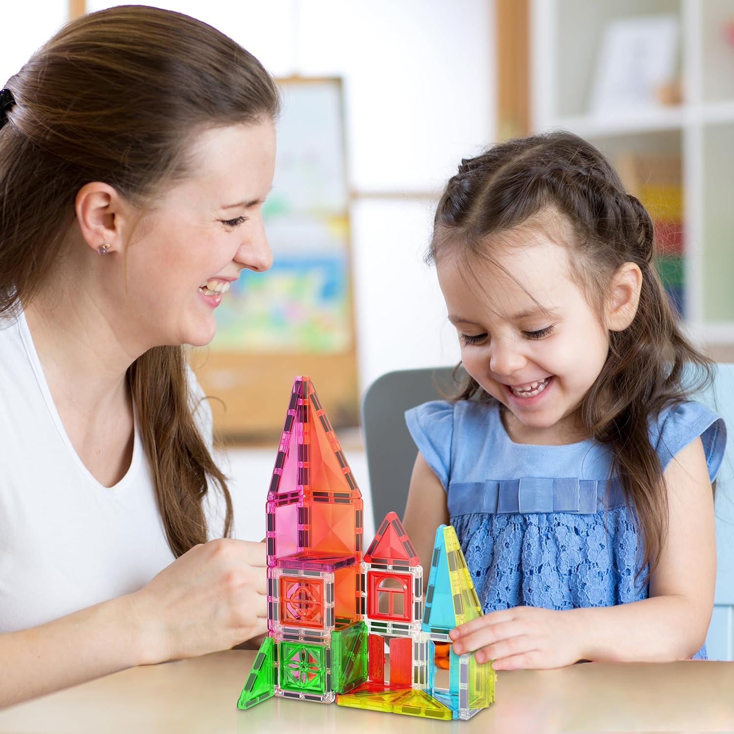 PicassoTiles Bloques Magnéticos 48 Piezas con Ventanas y Puertas