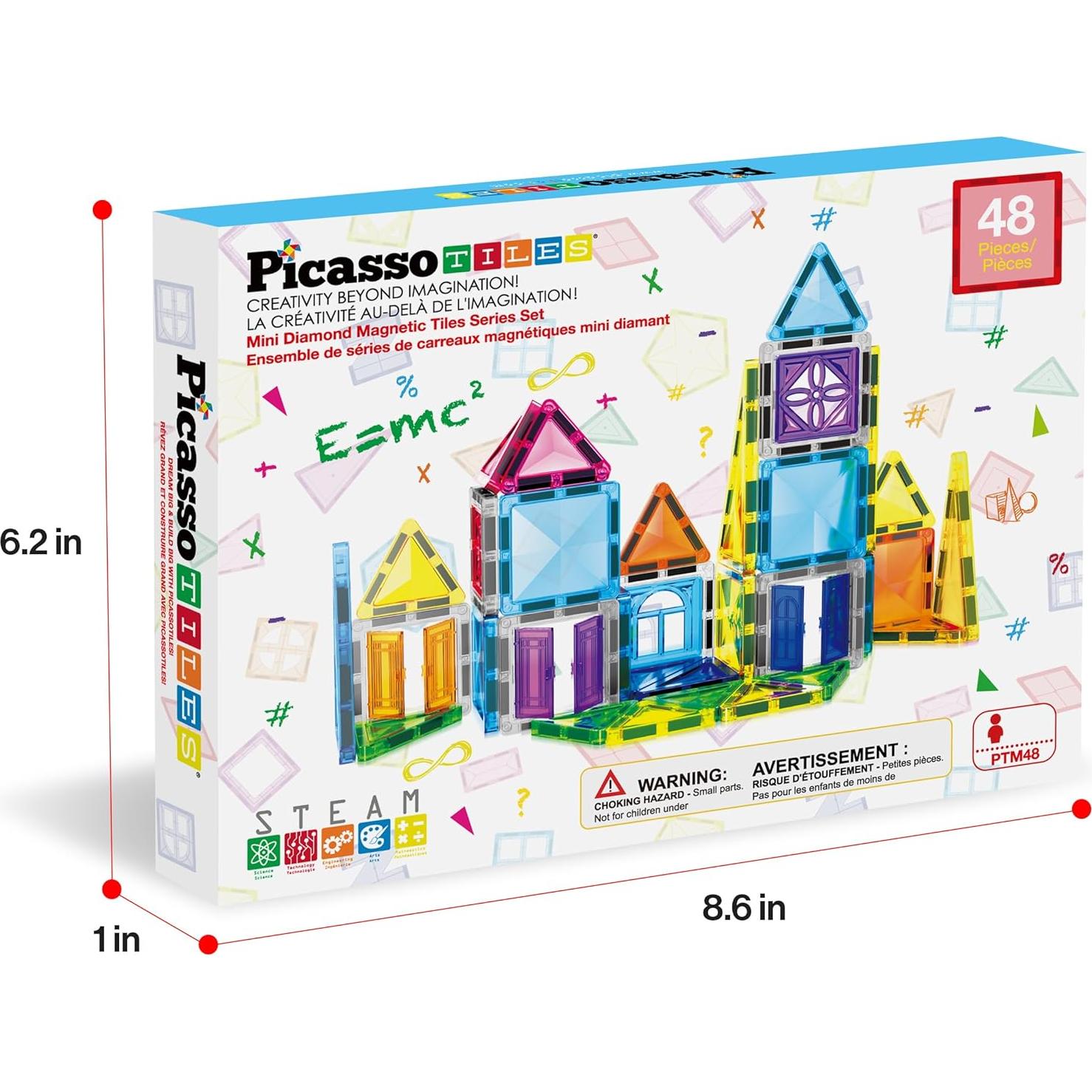 PicassoTiles Bloques Magnéticos 48 Piezas con Ventanas y Puertas