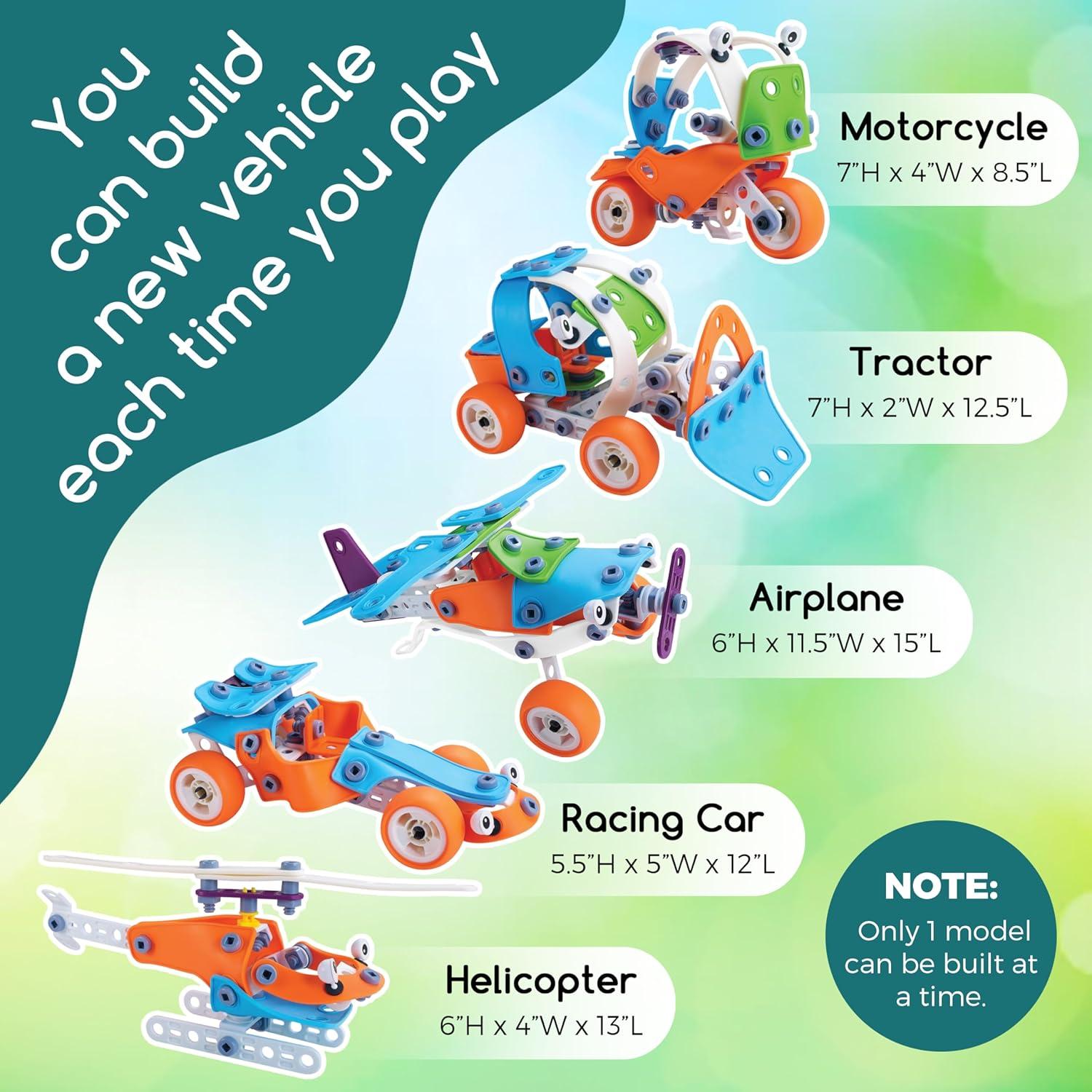 Juego de Construcción Play Brainy 132 Piezas 5-en-1 STEM