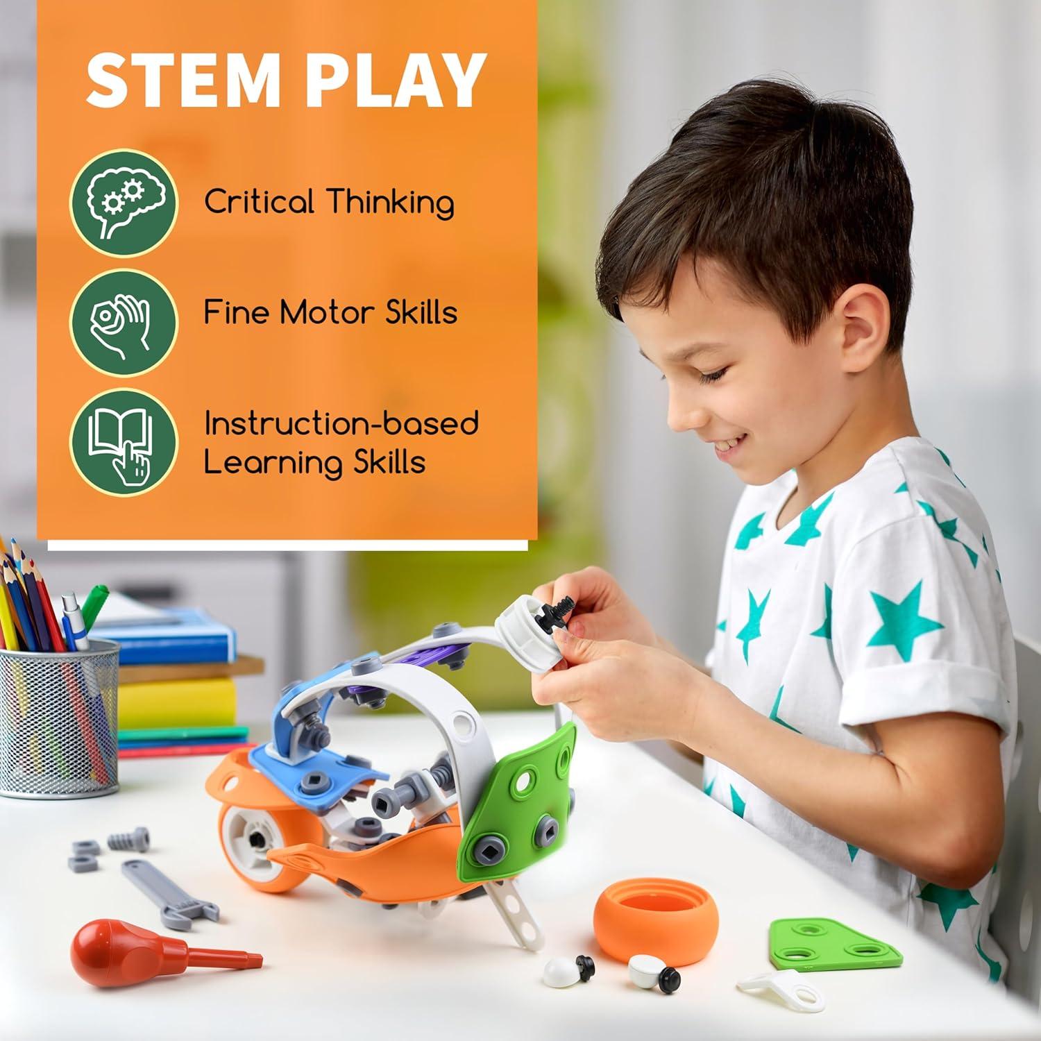 Juego de Construcción Play Brainy 132 Piezas 5-en-1 STEM